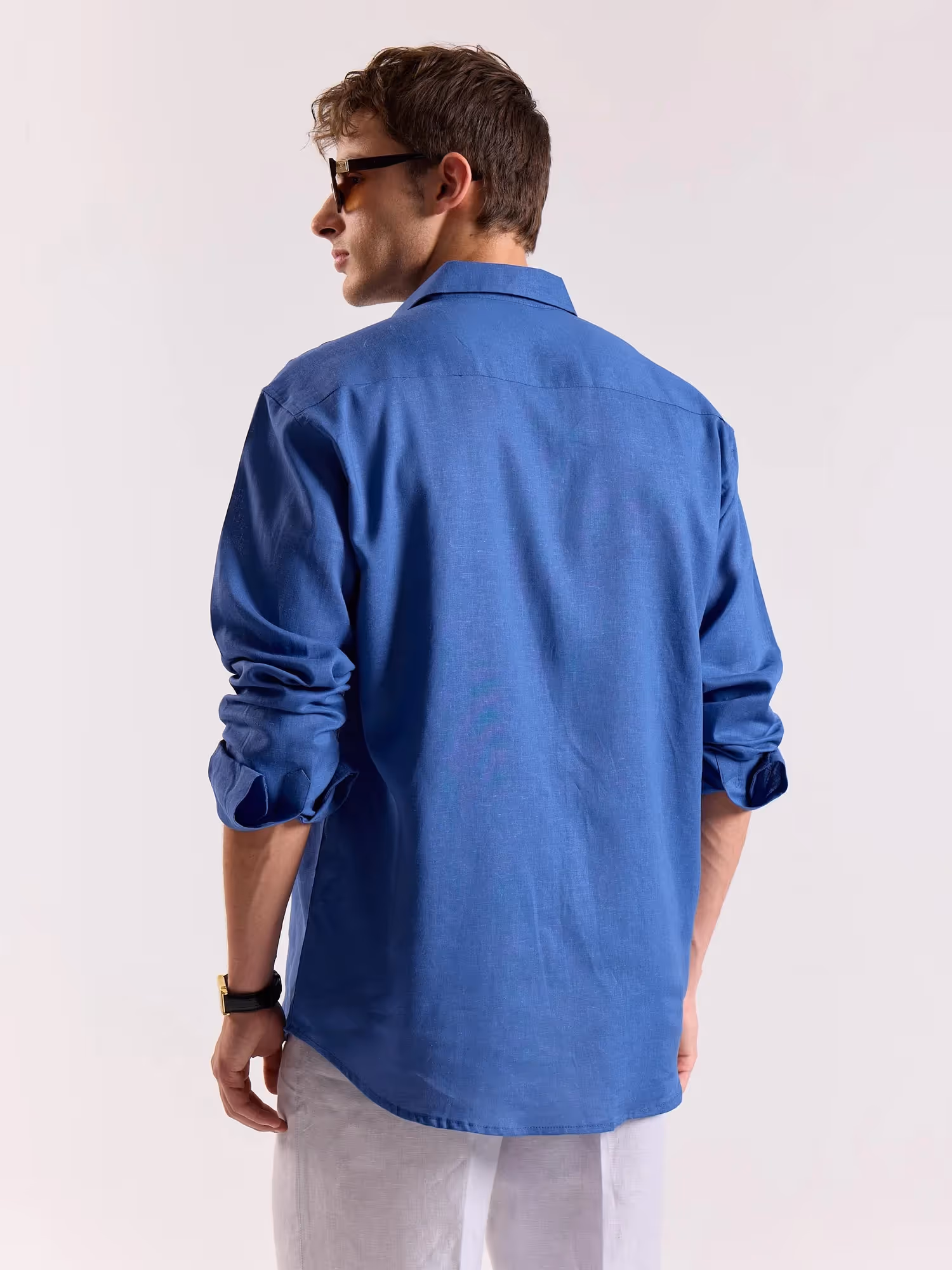Cobalt Blue Linen-blend Shirt image 8