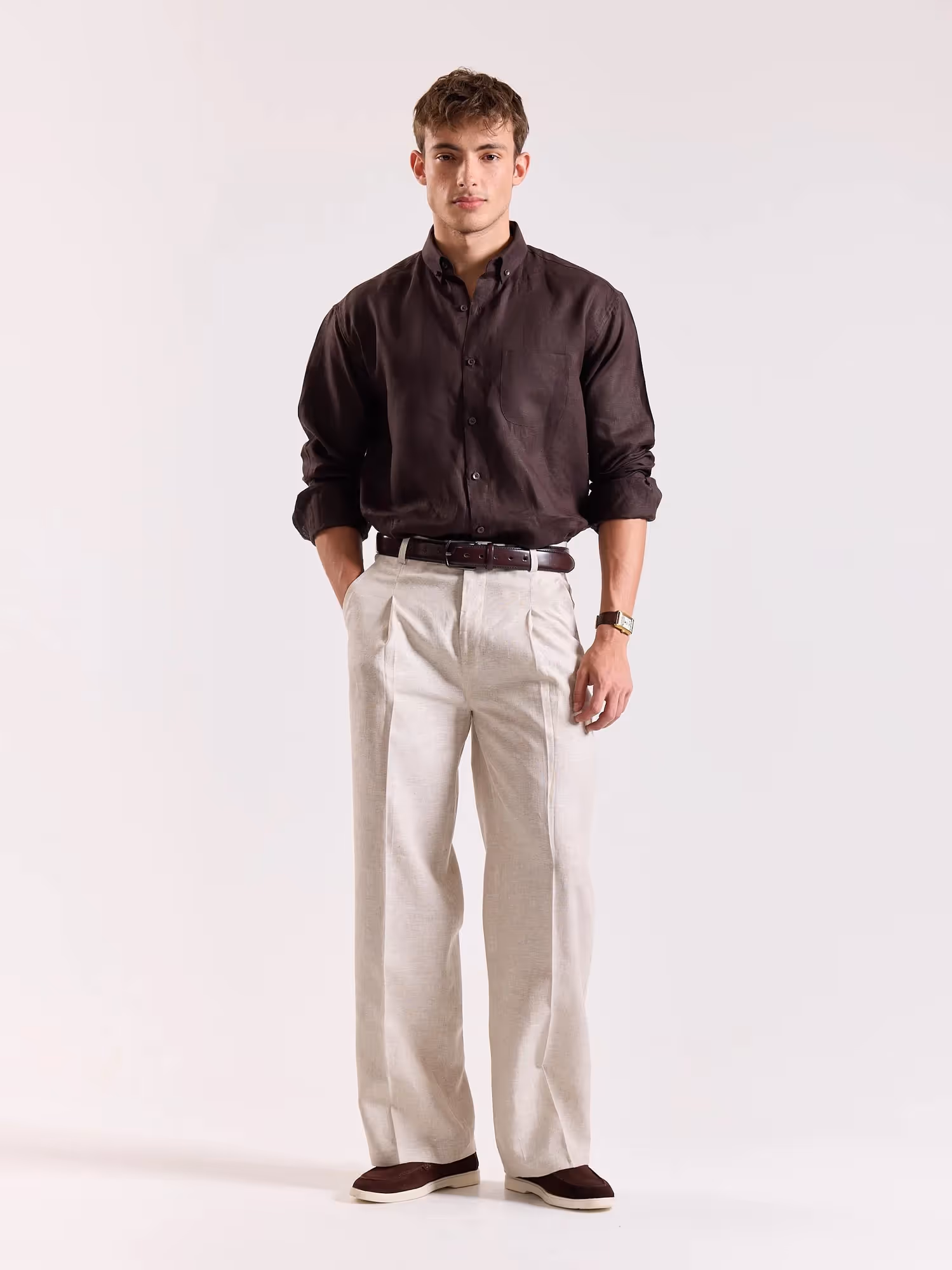 Coffee Brown Irish Linen Shirt image 1