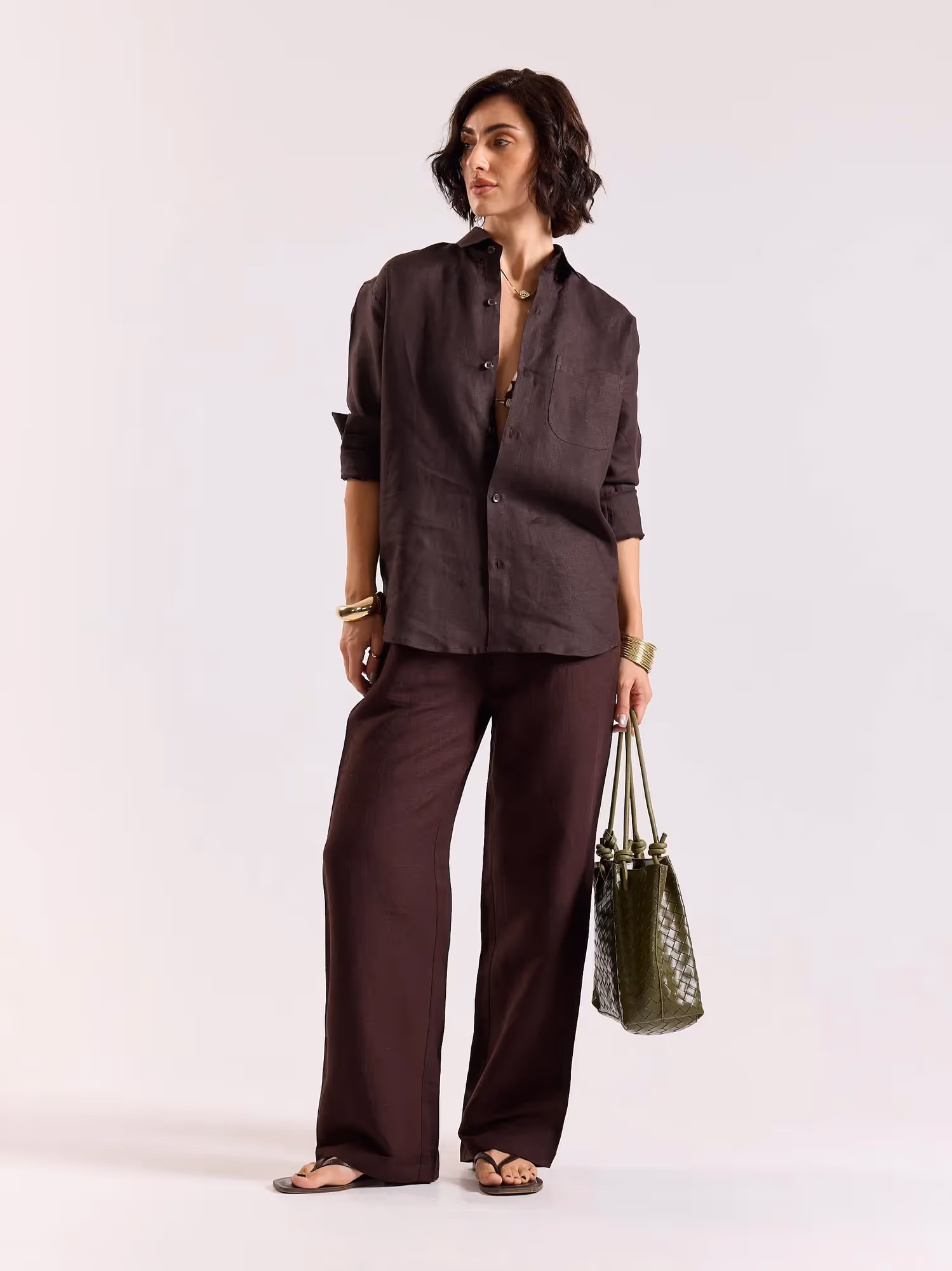 Coffee Brown Irish Linen Shirt  image 2