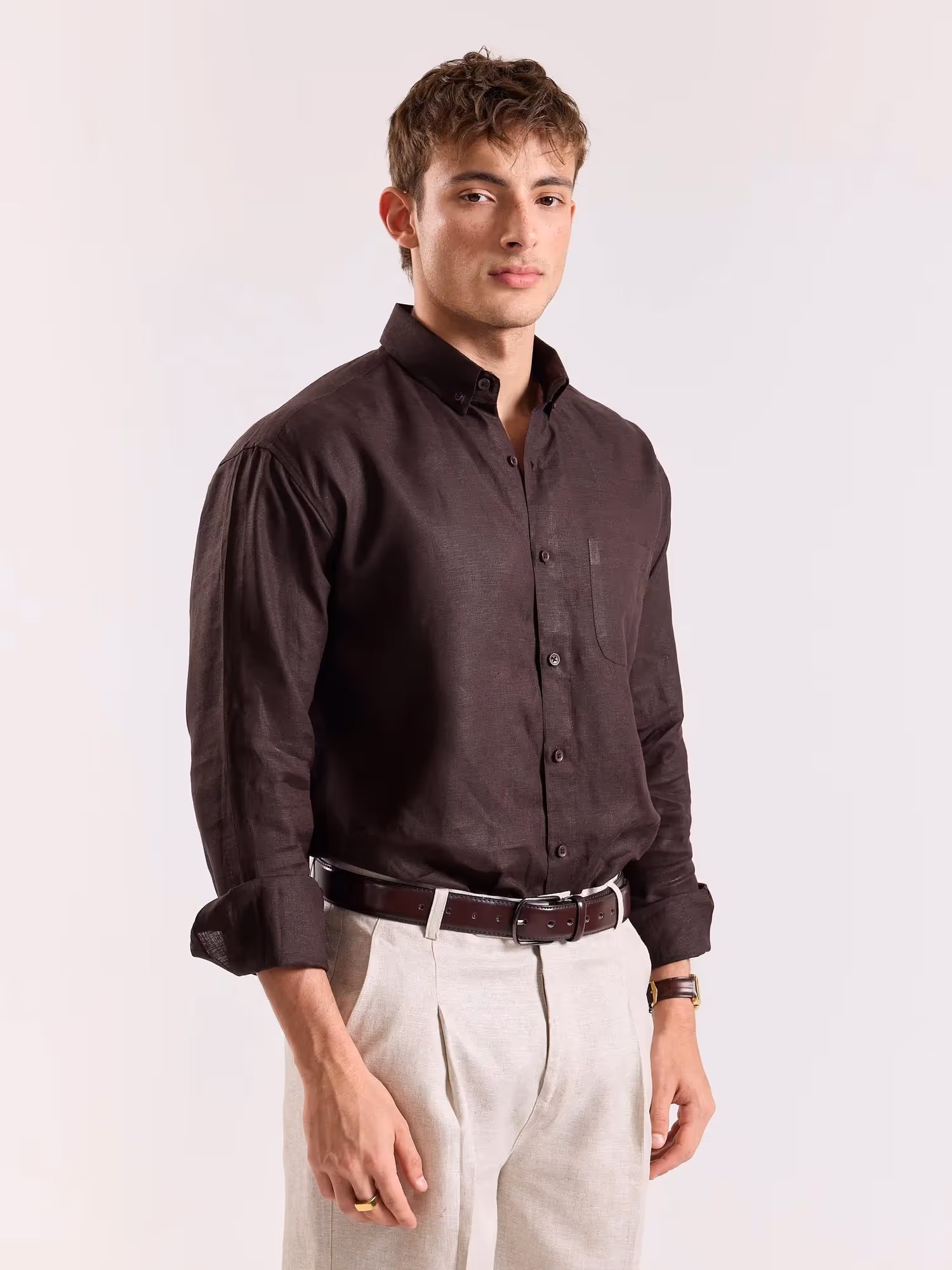 Coffee Brown Irish Linen Shirt  image 5