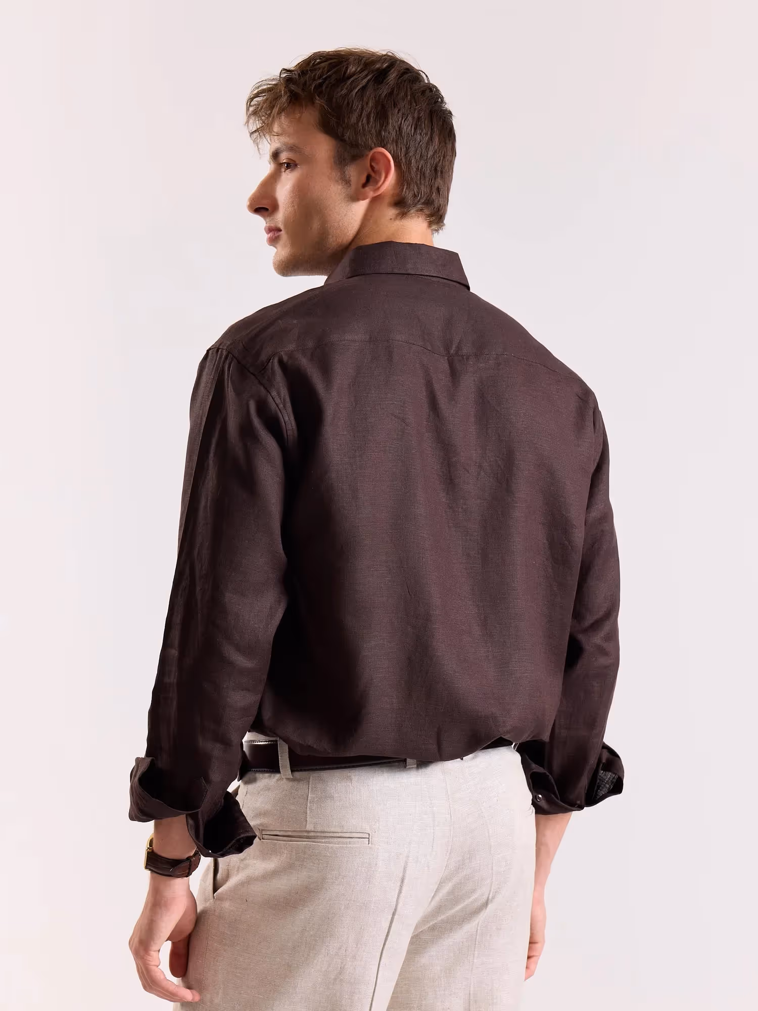 Coffee Brown Irish Linen Shirt  image 8