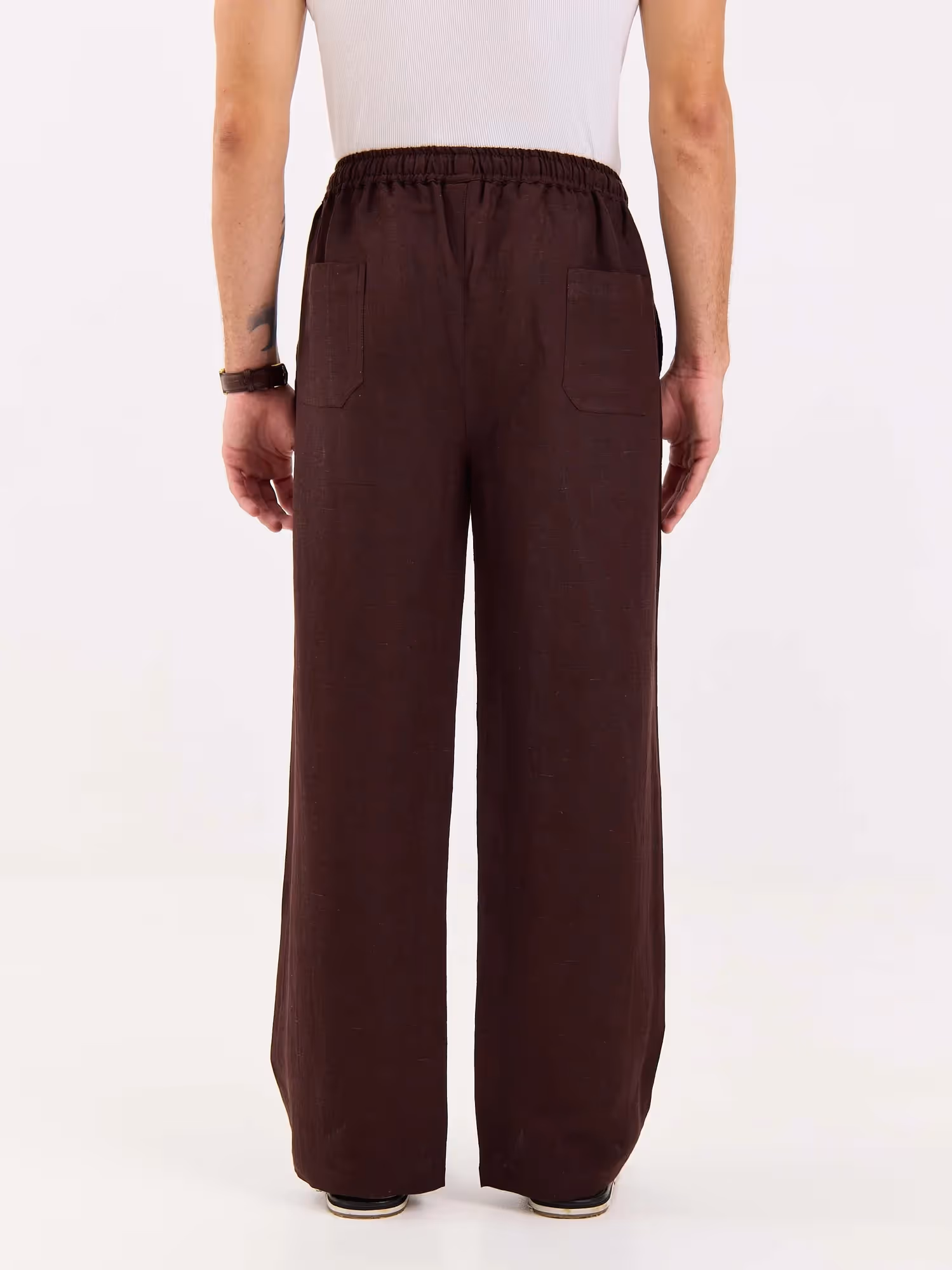 Coffee Brown Linen Pull-on Pants  image 8