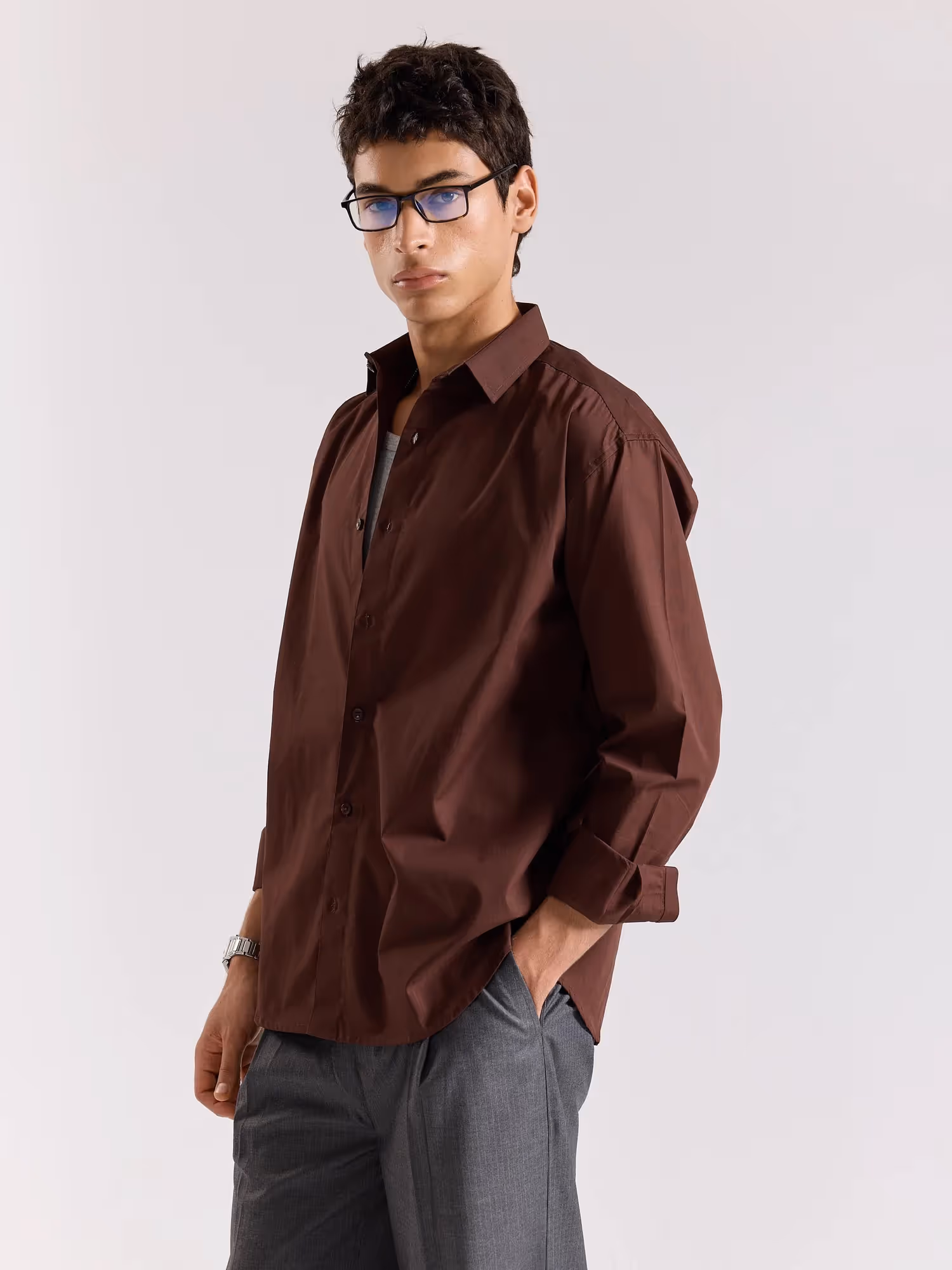 Coffee Brown Poplin Shirt image 5