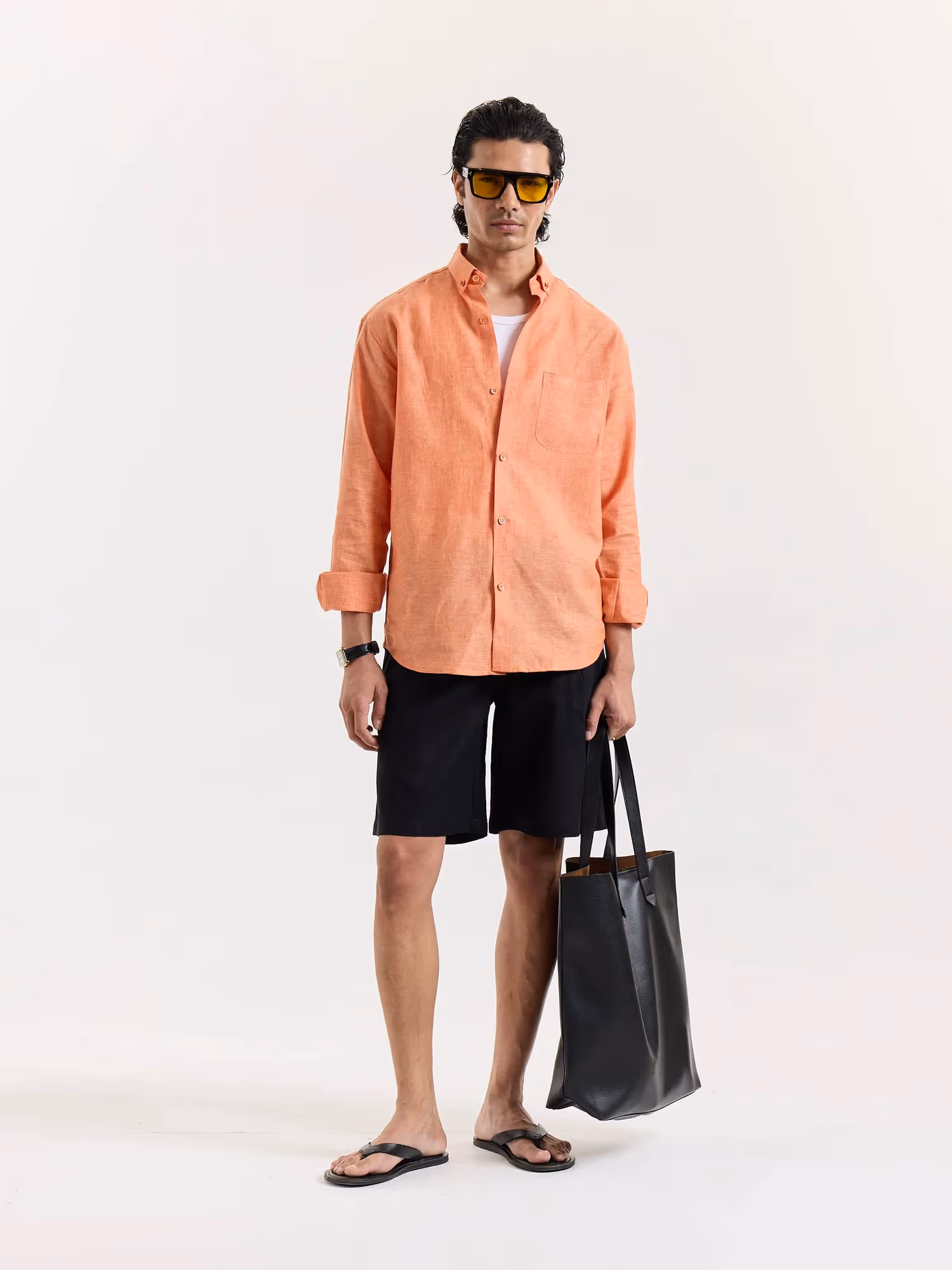 Coral Chambray Linen Shirt image 1