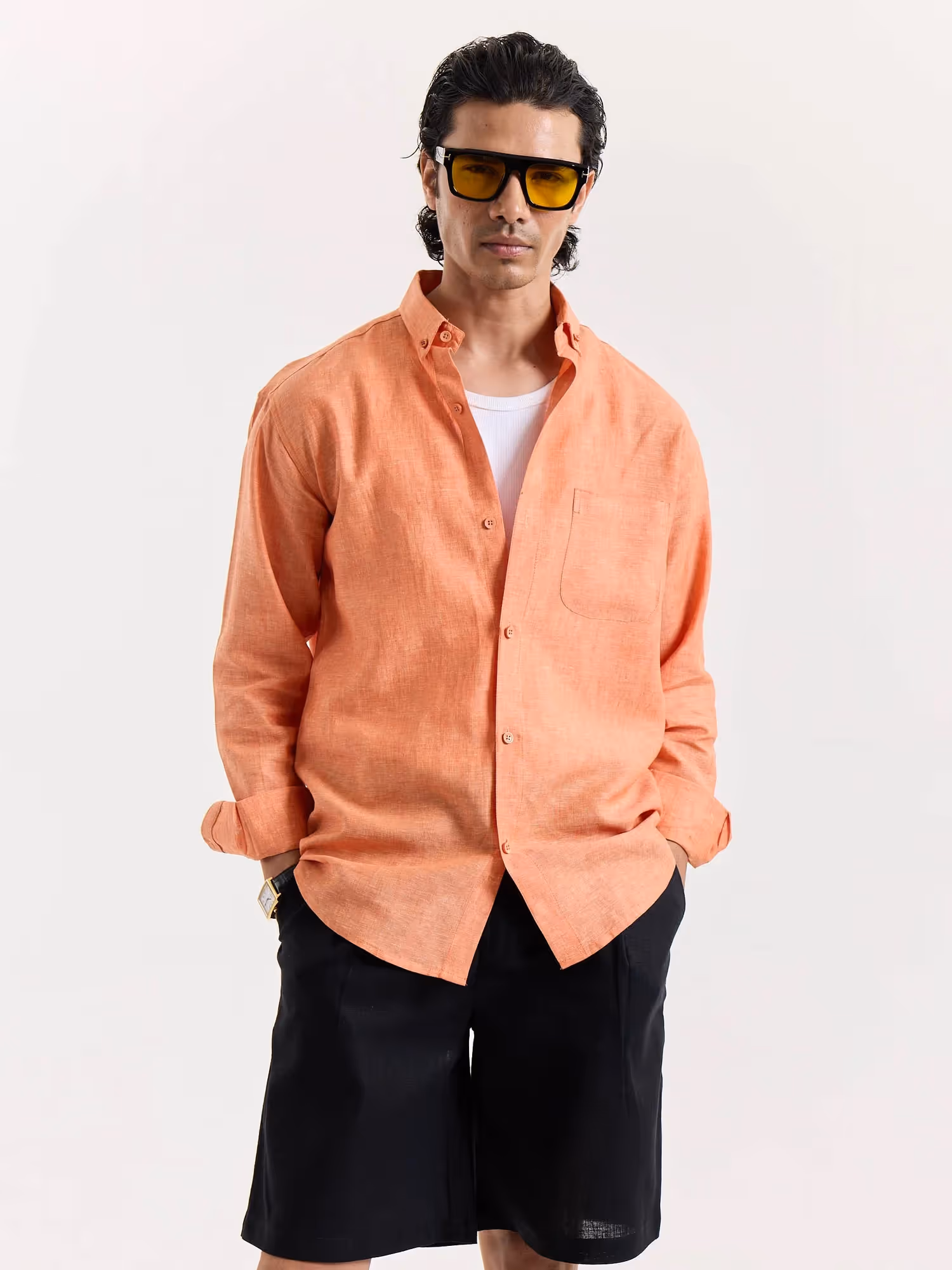 Coral Chambray Linen Shirt image 3