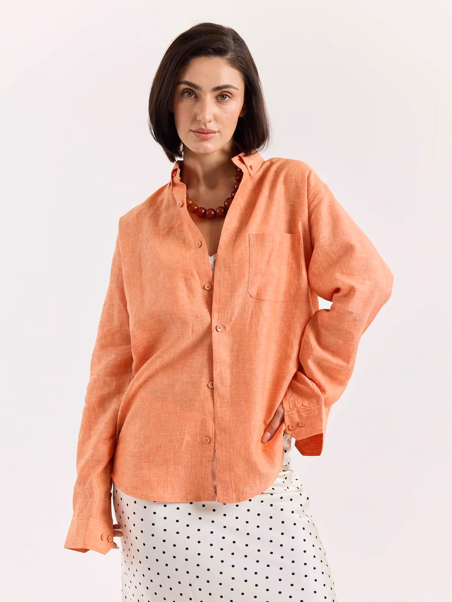 Coral Chambray Linen Shirt image 4