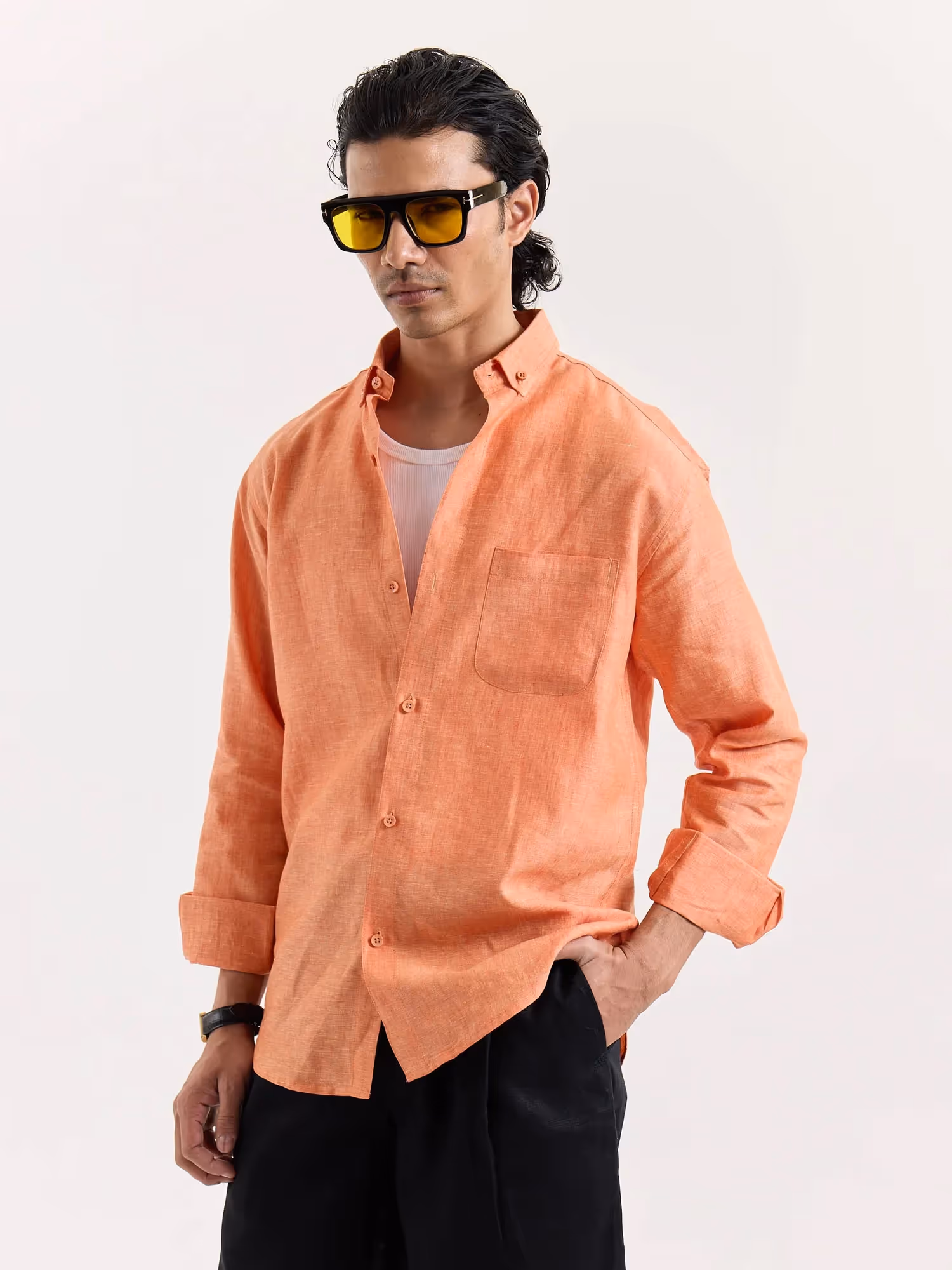 Coral Chambray Linen Shirt image 5