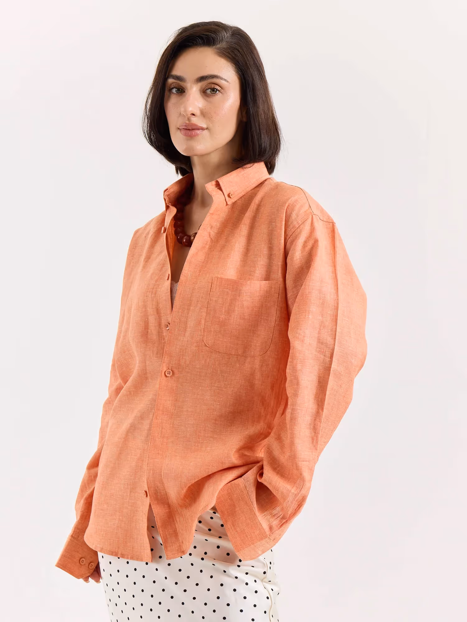 Coral Chambray Linen Shirt image 6