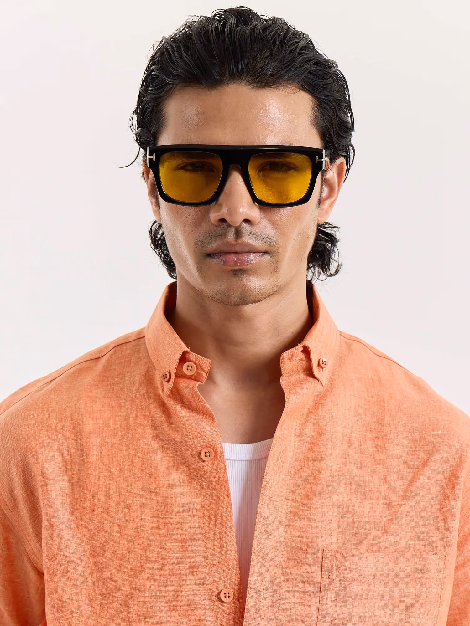 Coral Chambray Linen Shirt image 8