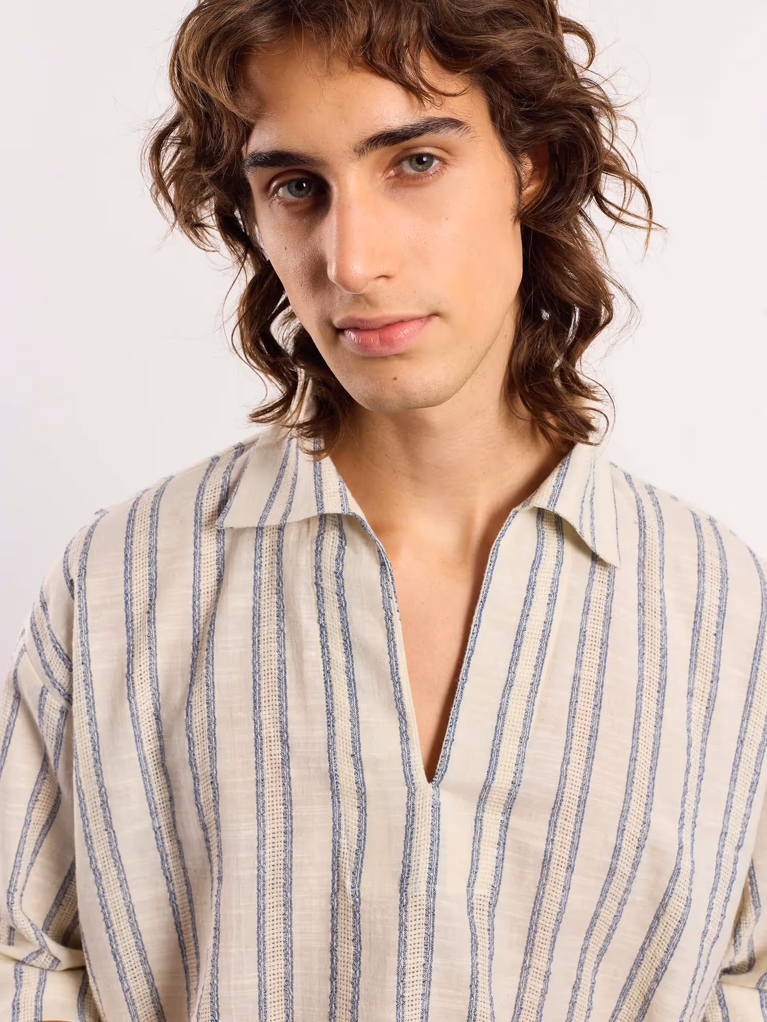 Cream Blue Panelled Pullover  image 5