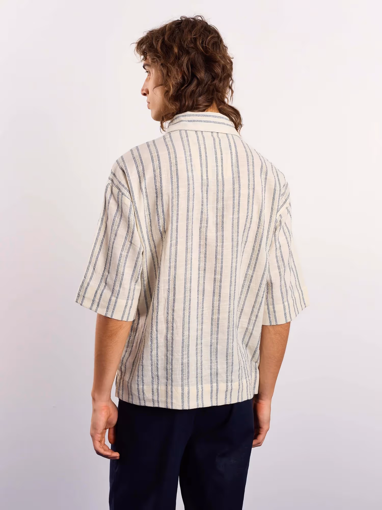 Cream Blue Panelled Pullover  image 8