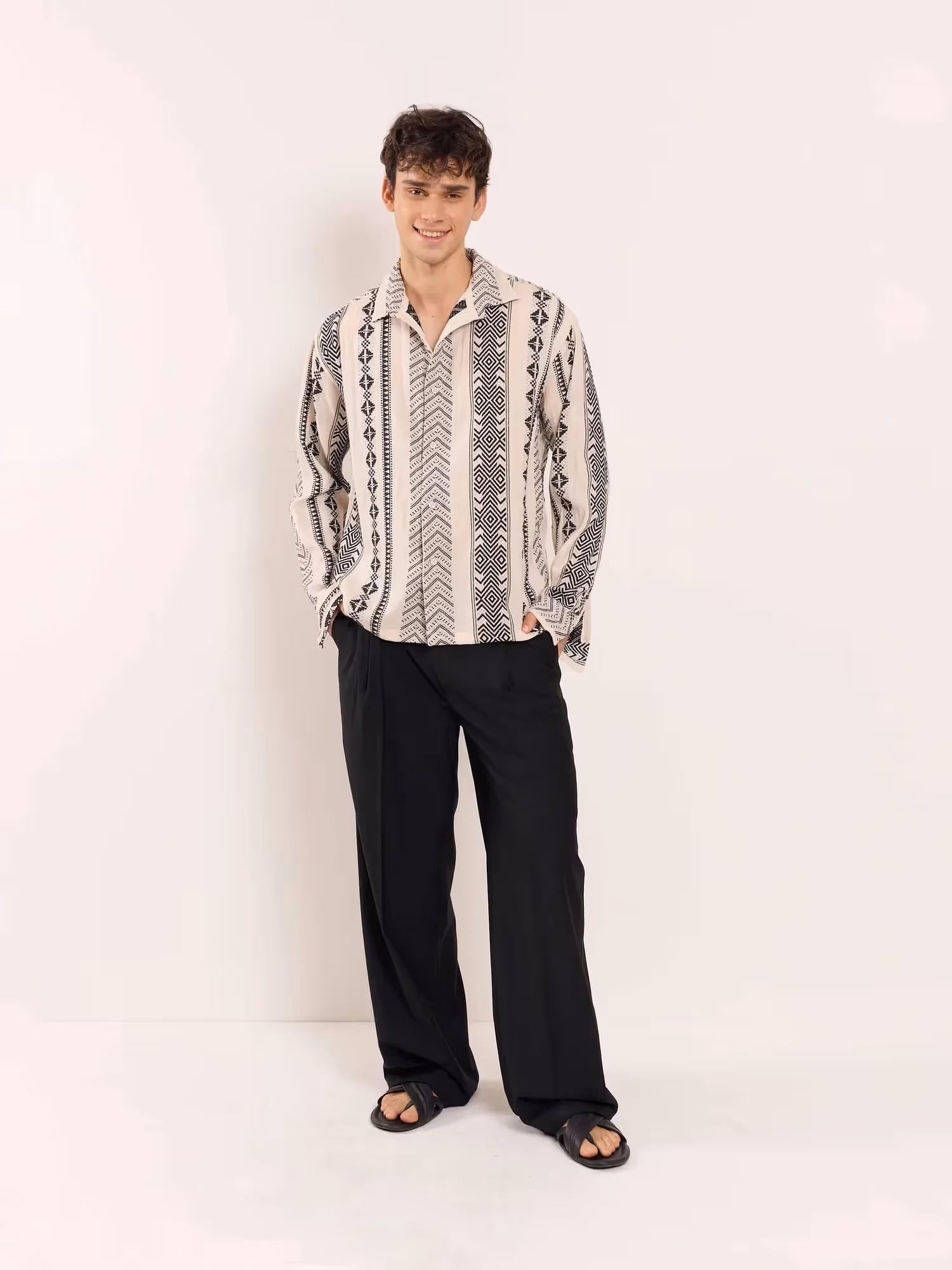 Cream Jacquard Weave Shirt  image 2