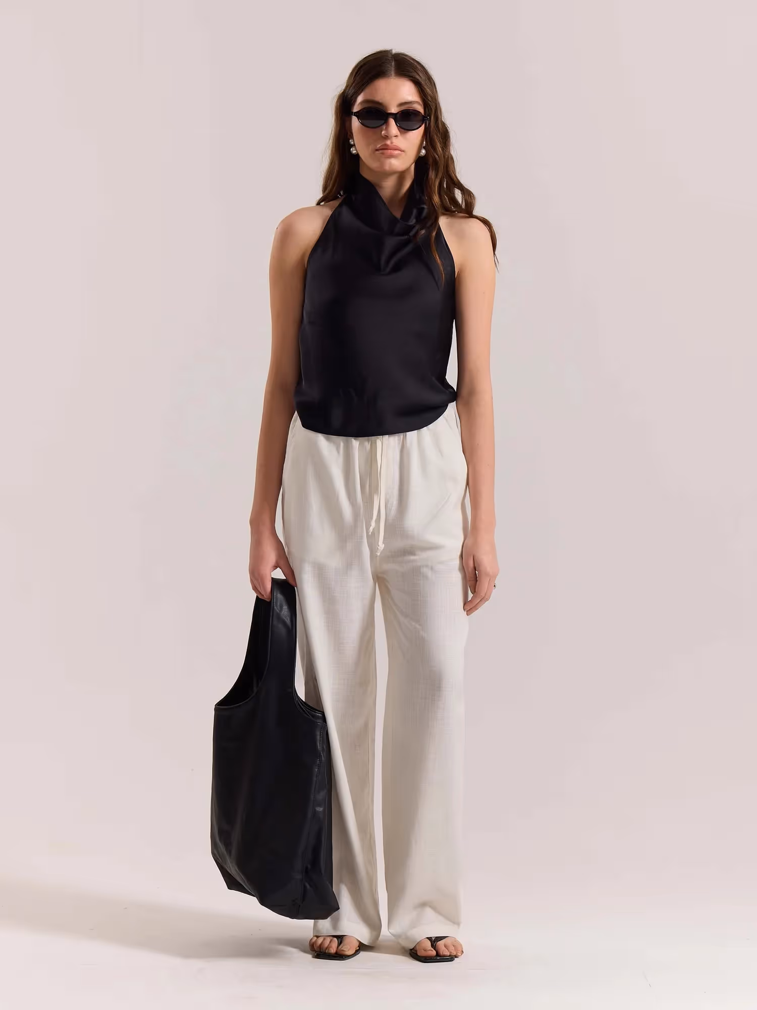 Cream Linen Pull-on Pants  image 2