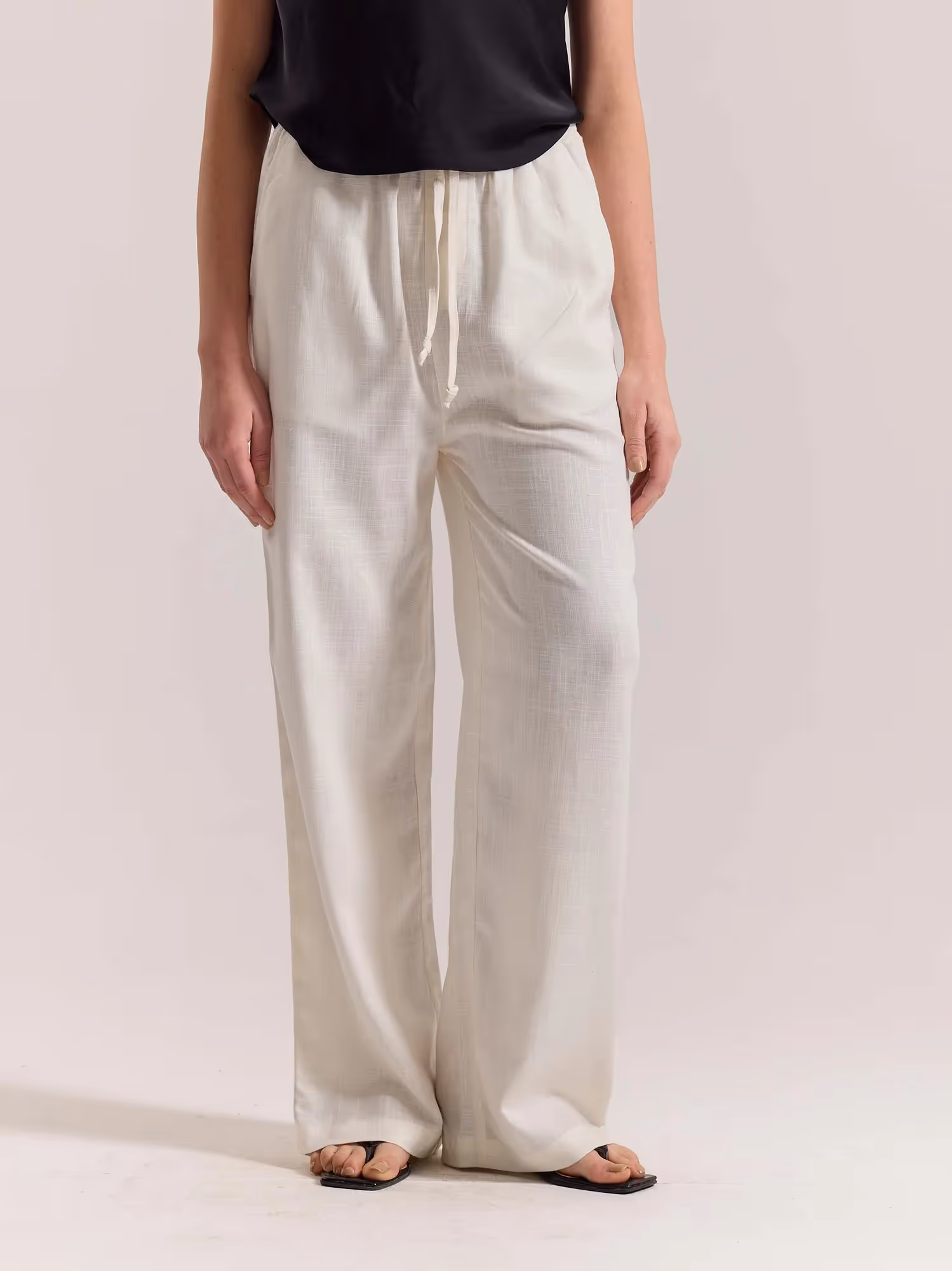 Cream Linen Pull-on Pants  image 4
