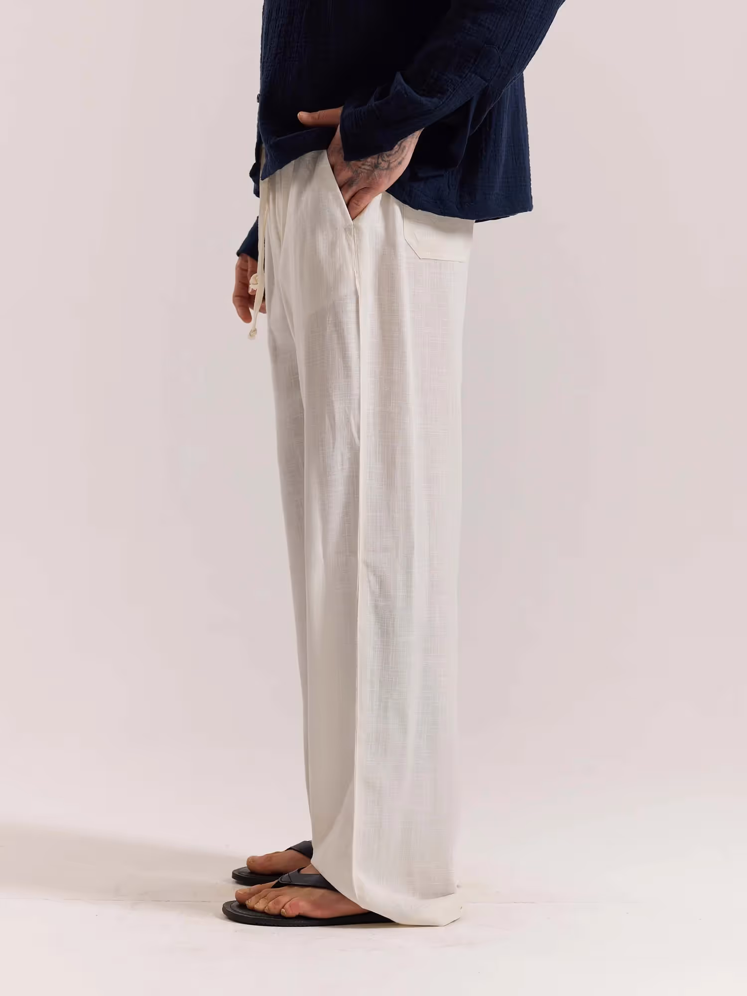 Cream Linen Pull-on Pants  image 6