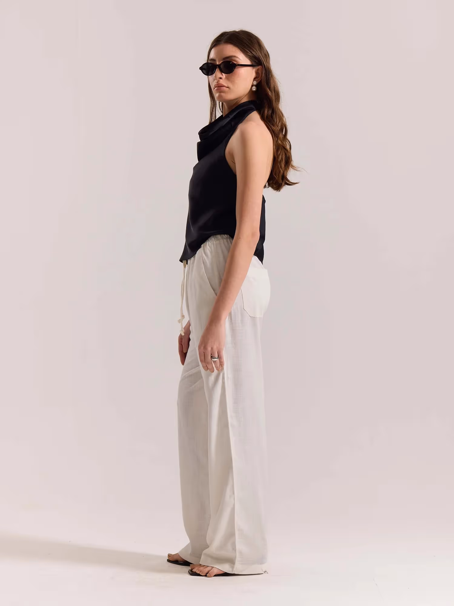 Cream Linen Pull-on Pants  image 7