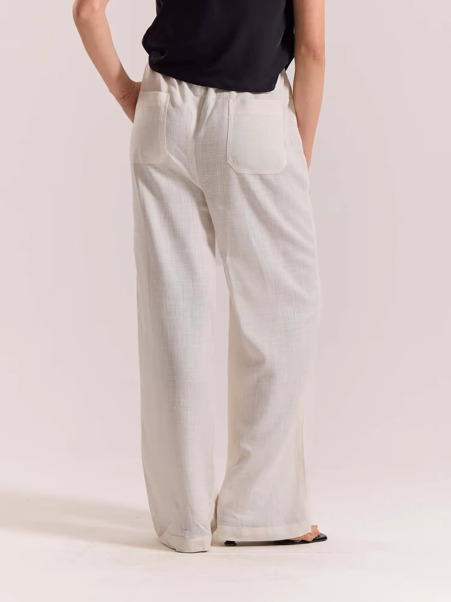 Cream Linen Pull-on Pants  image 8