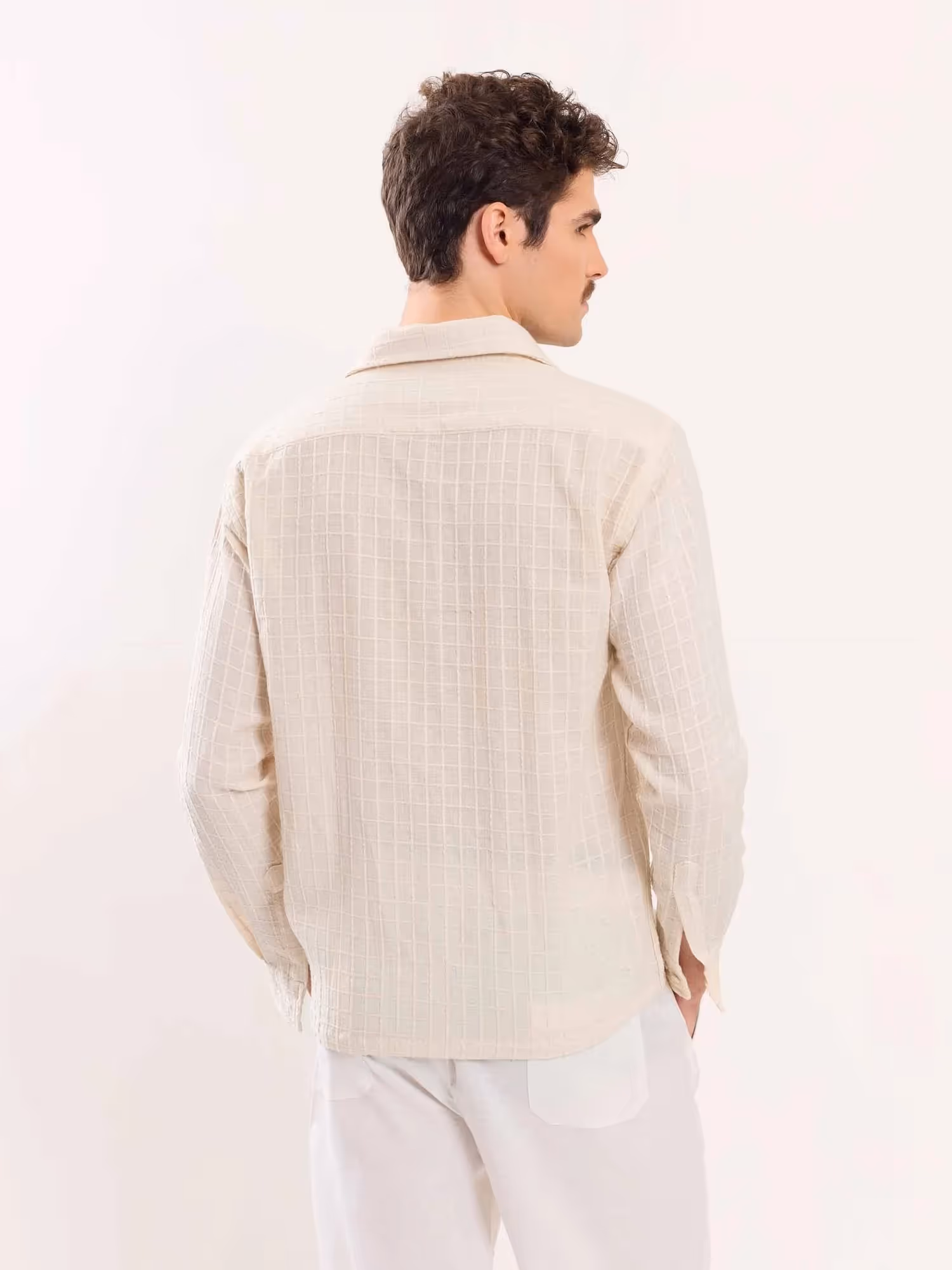 Cream Textured Holiday Shirt image 6