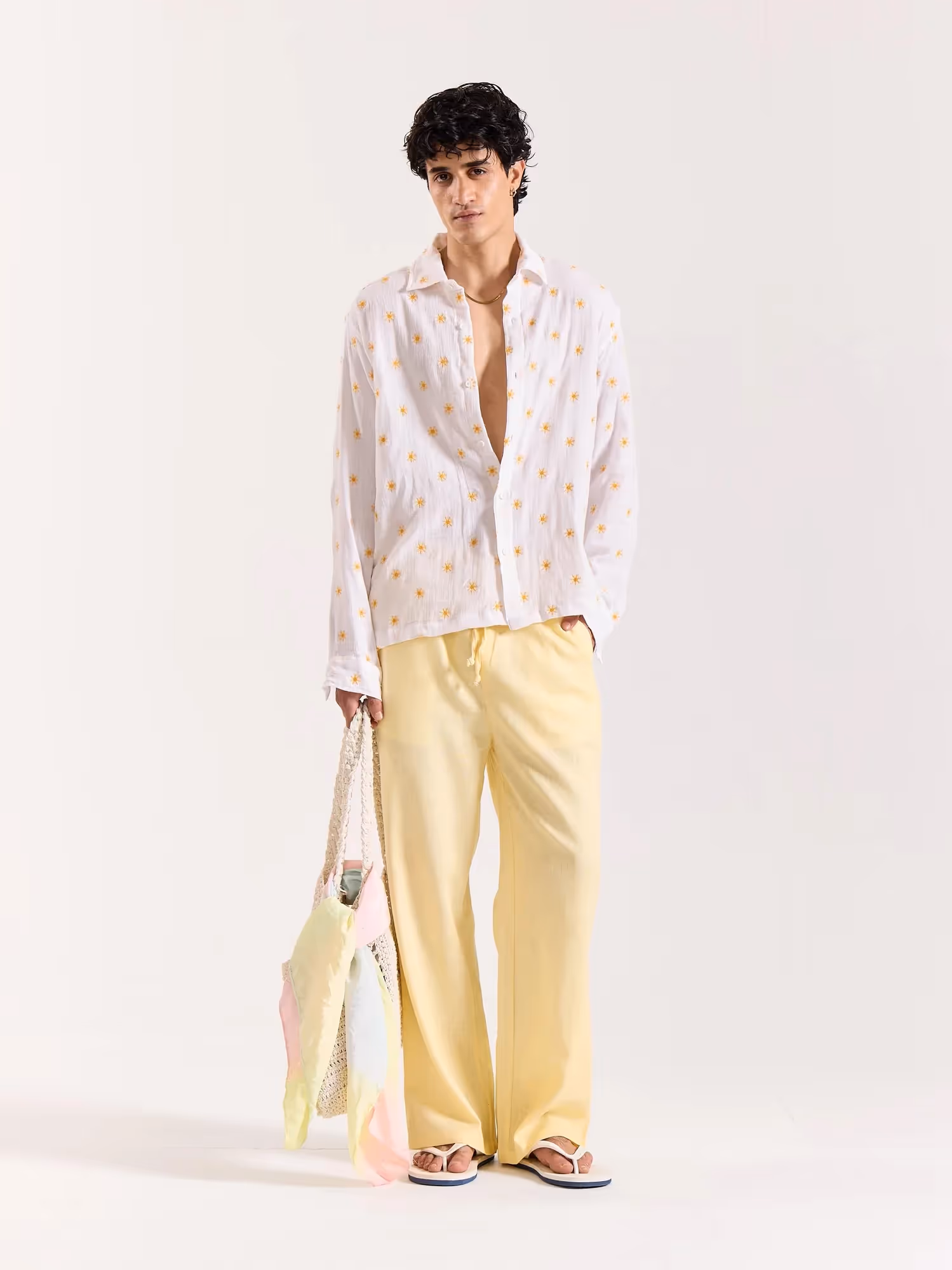 Daisy Dew Embroidered Gauze Holiday Shirt image 1