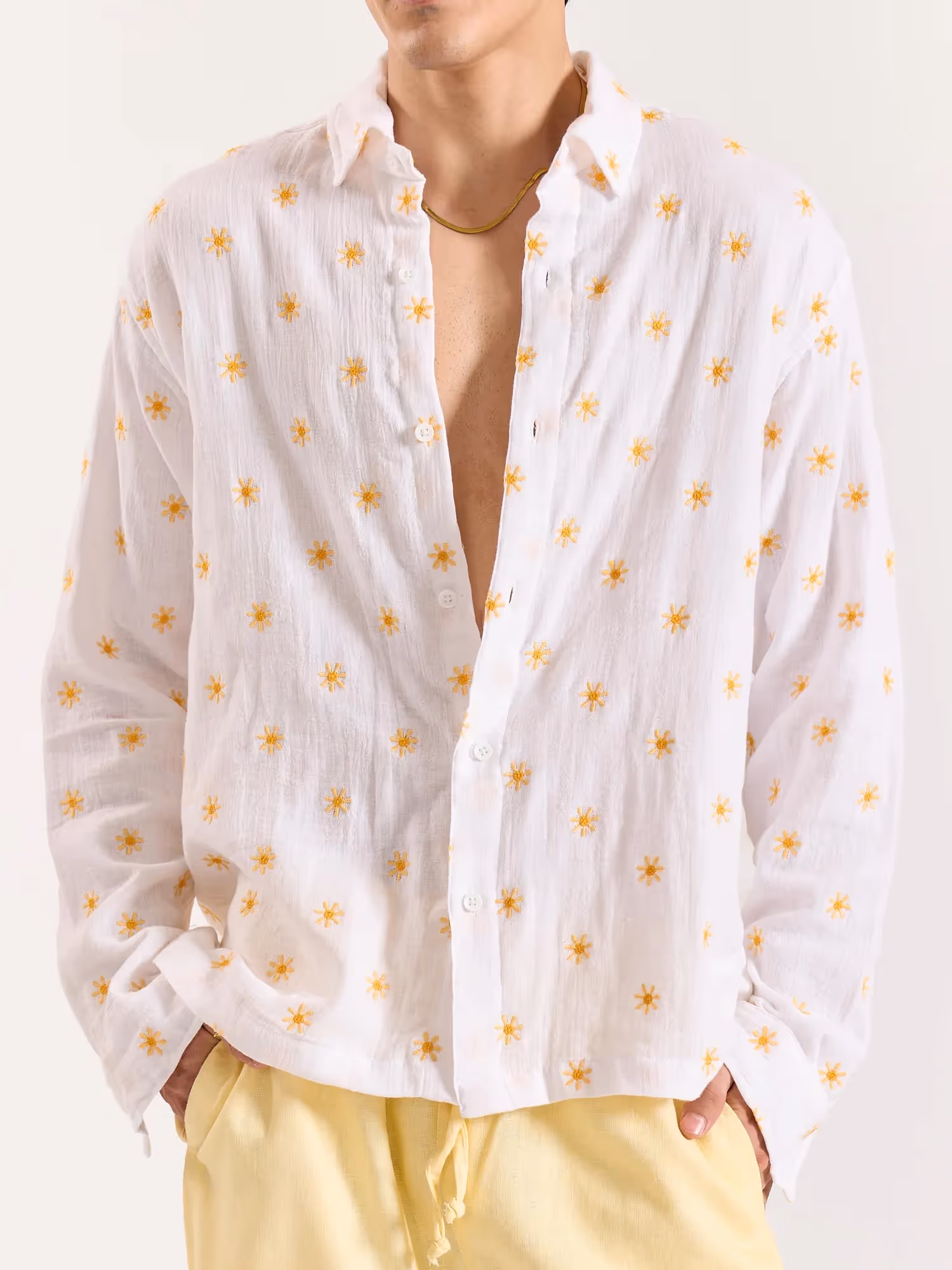 Daisy Dew Embroidered Gauze Holiday Shirt image 2