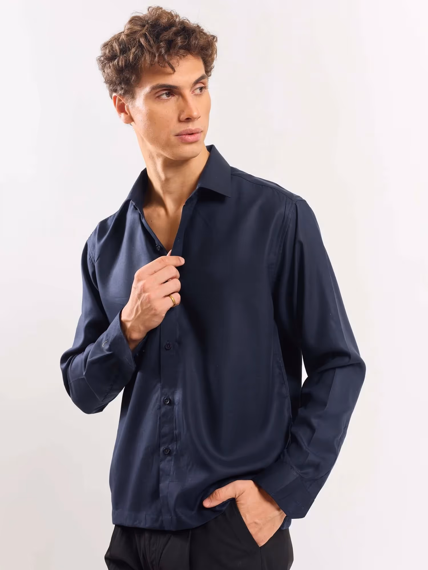 Dark Blue Drape Shirt  image 5
