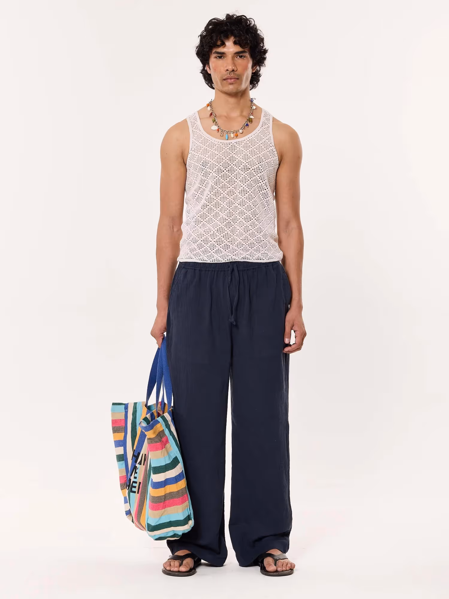 Dark Blue Gauze Pull-on Pants image 1