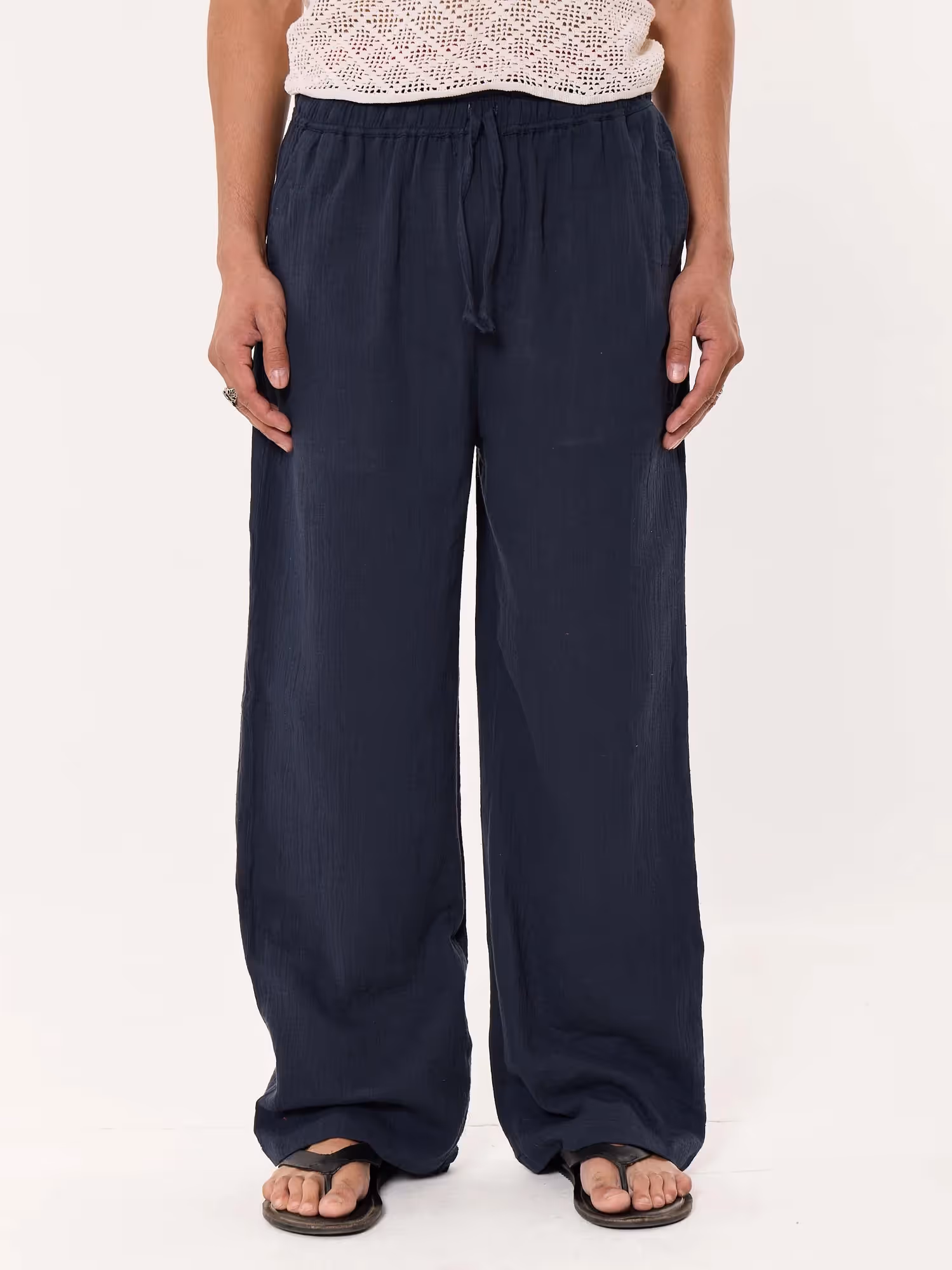 Dark Blue Gauze Pull-on Pants  image 2