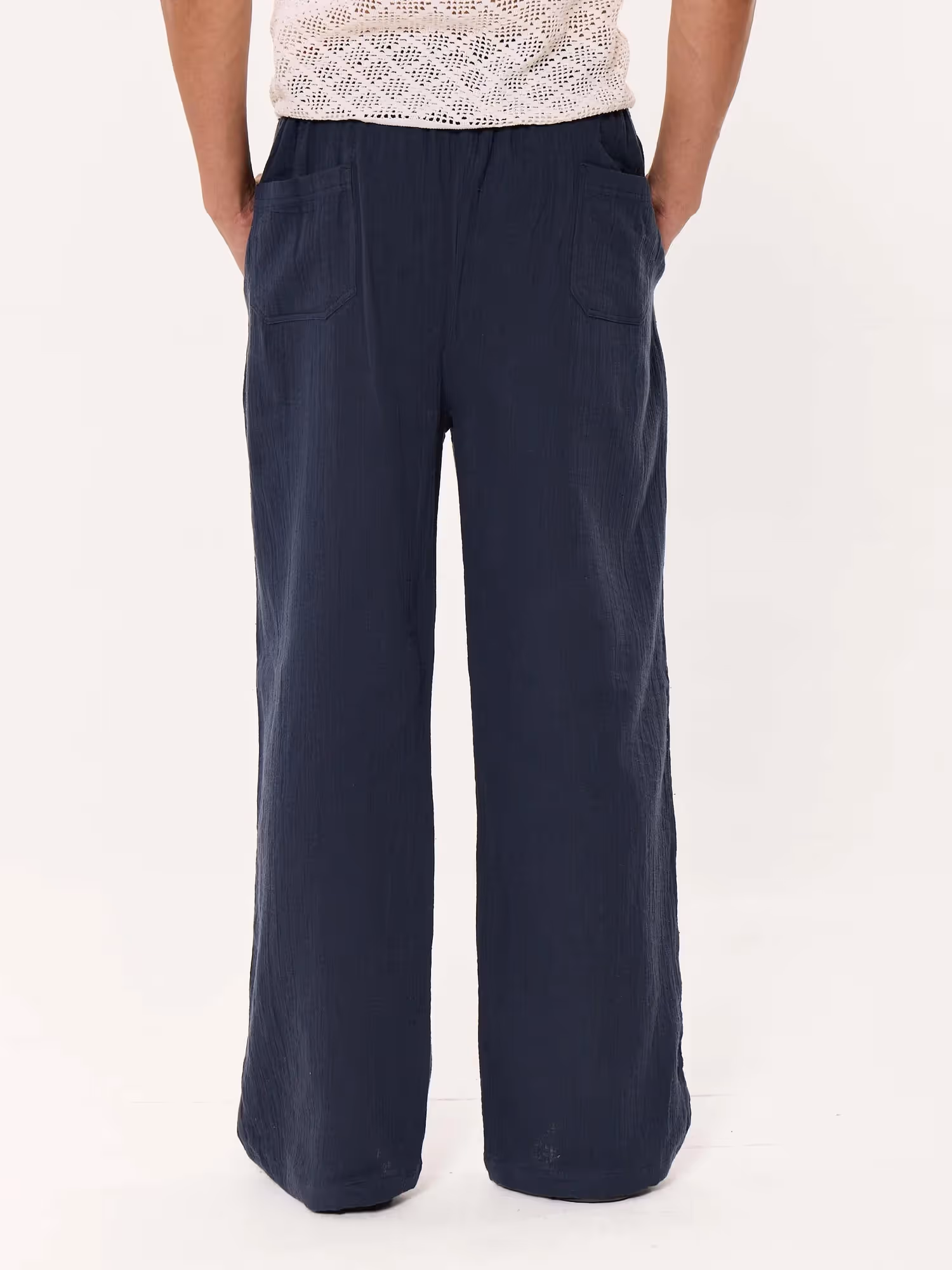 Dark Blue Gauze Pull-on Pants  image 5