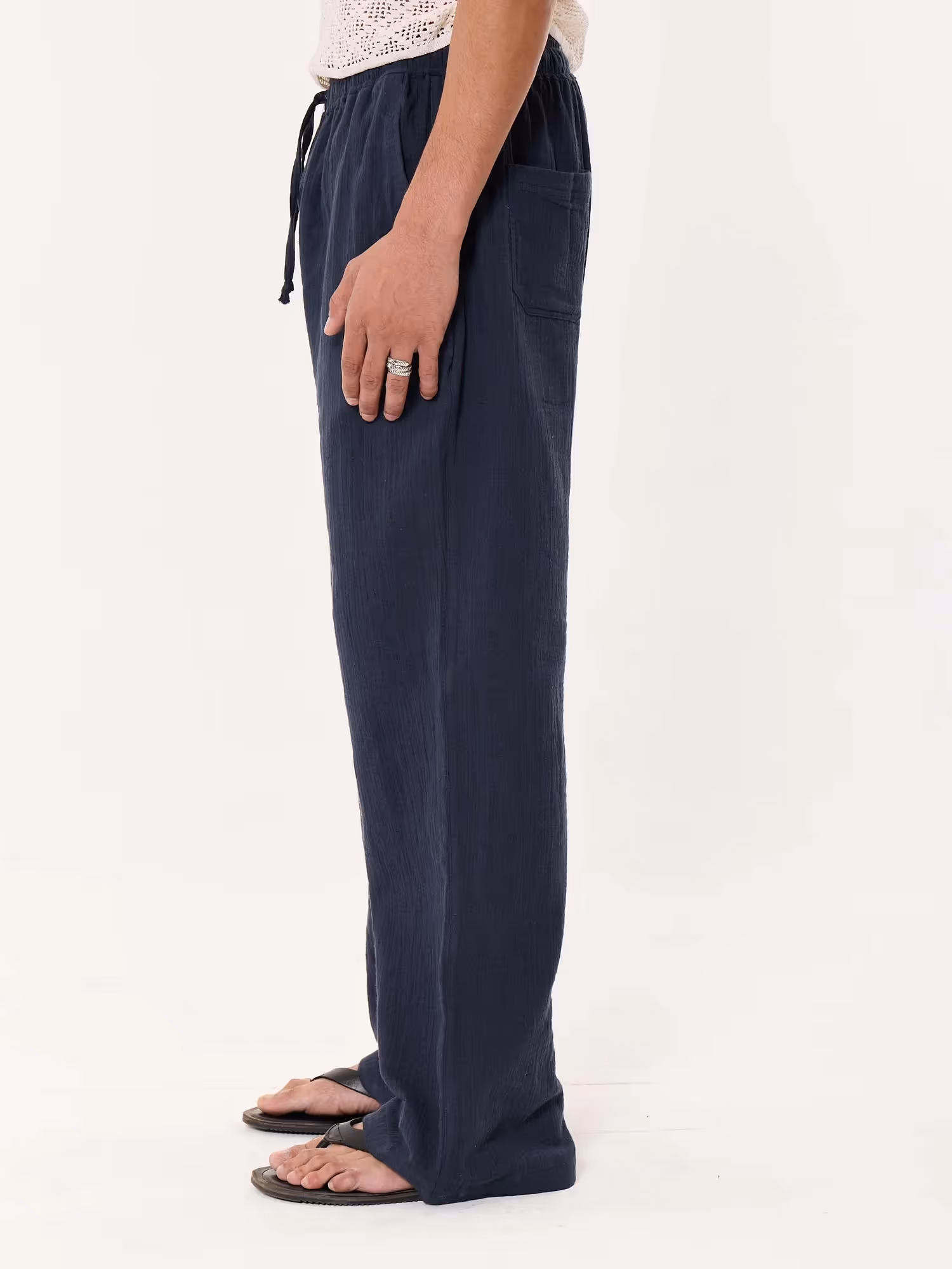 Dark Blue Gauze Pull-on Pants  image 7