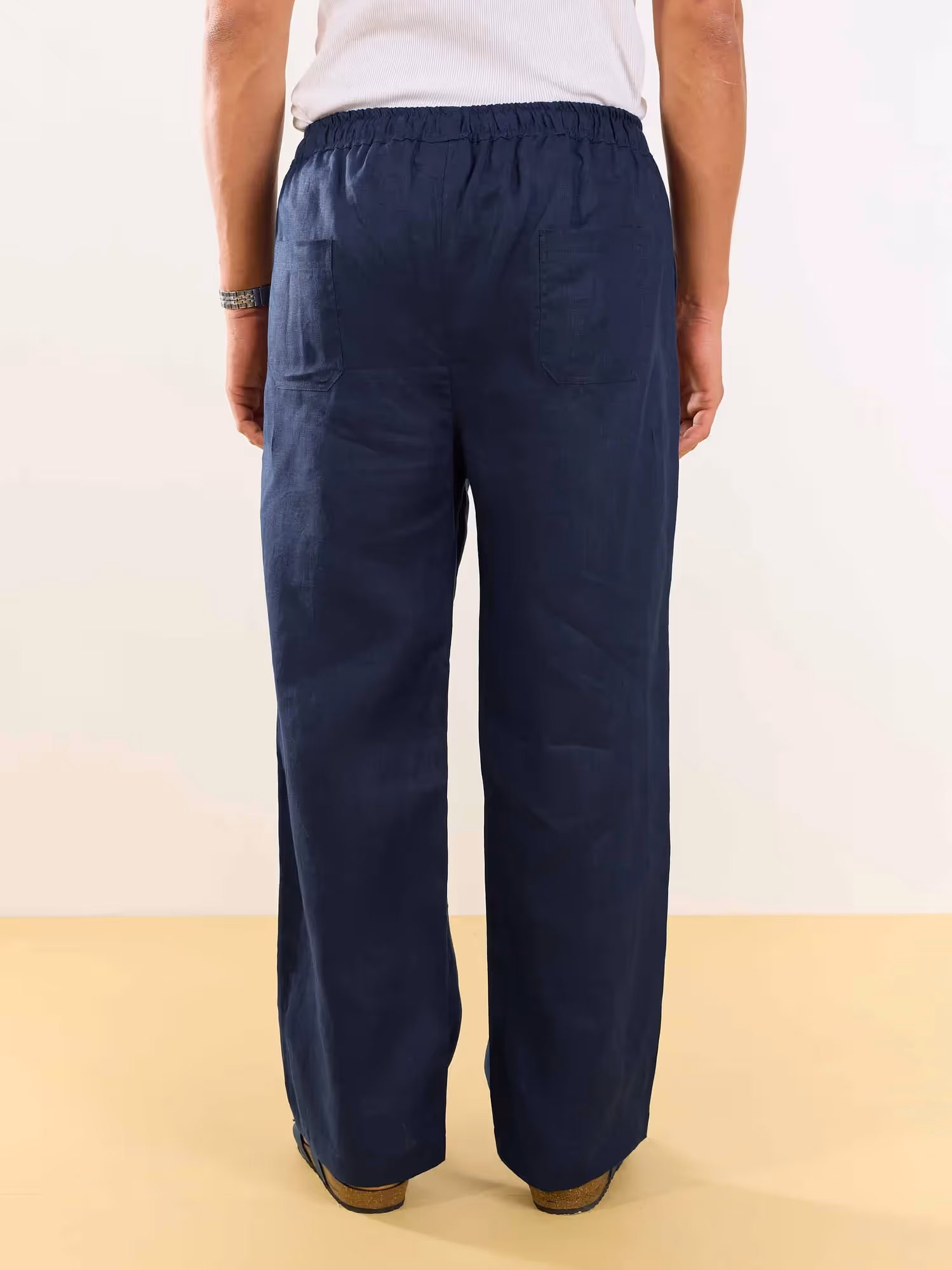 Dark Blue Linen Pull-on Pants  image 6