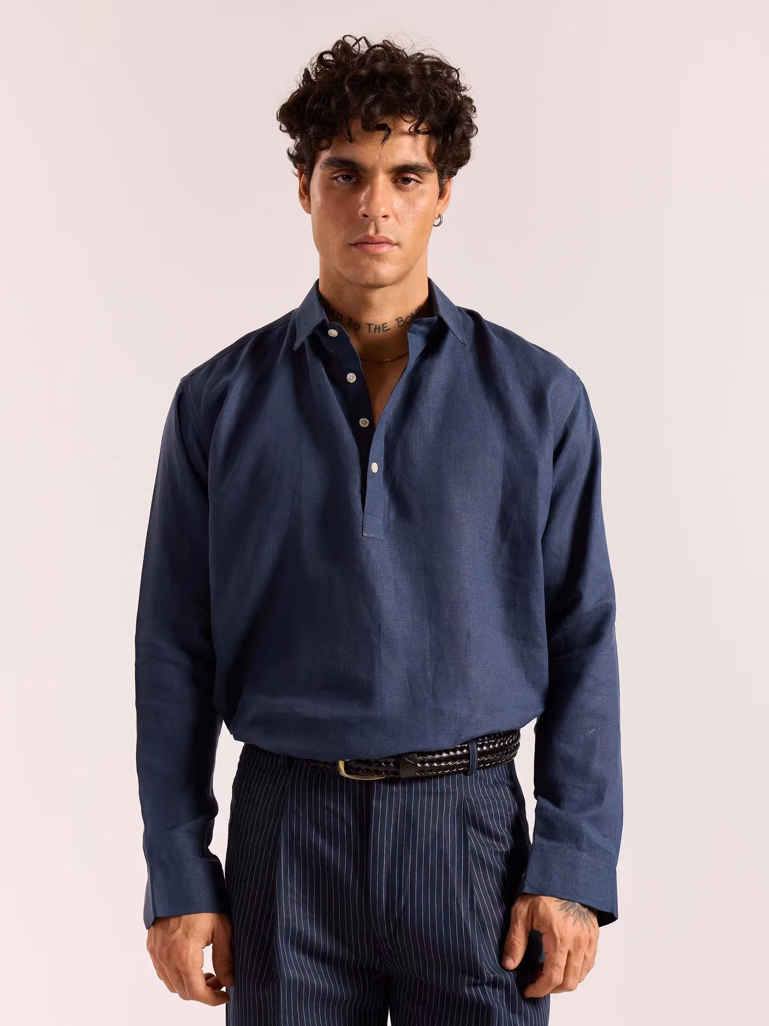 Dark Blue Linen Pullover image 3
