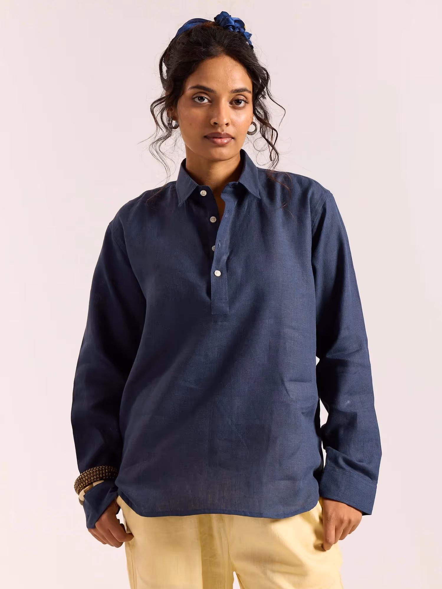 Dark Blue Linen Pullover image 4