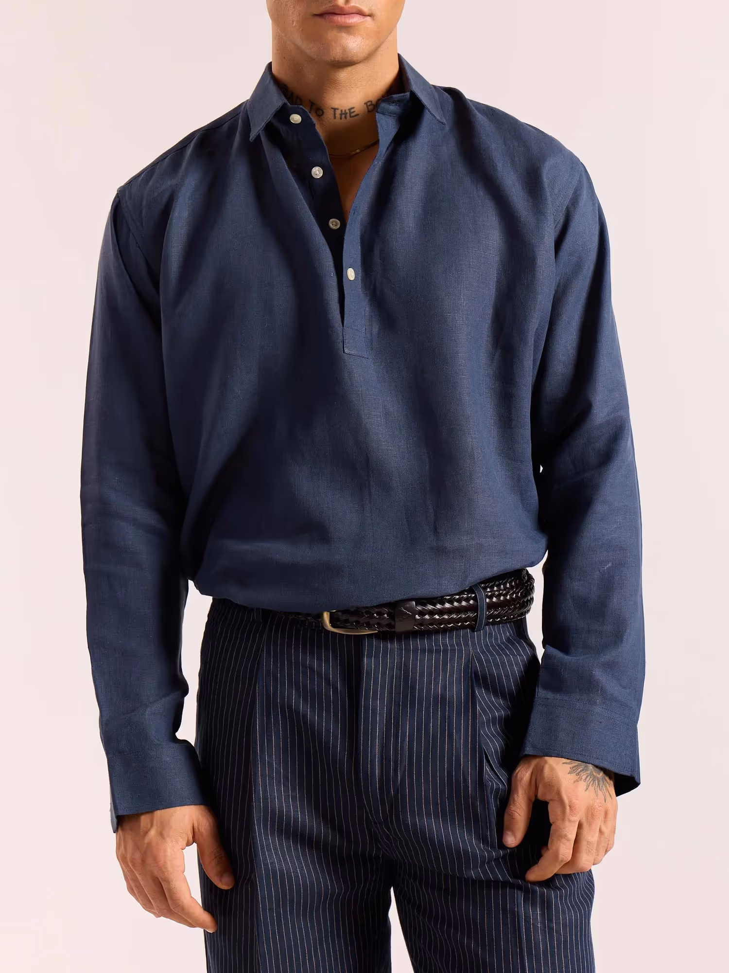 Dark Blue Linen Pullover image 6