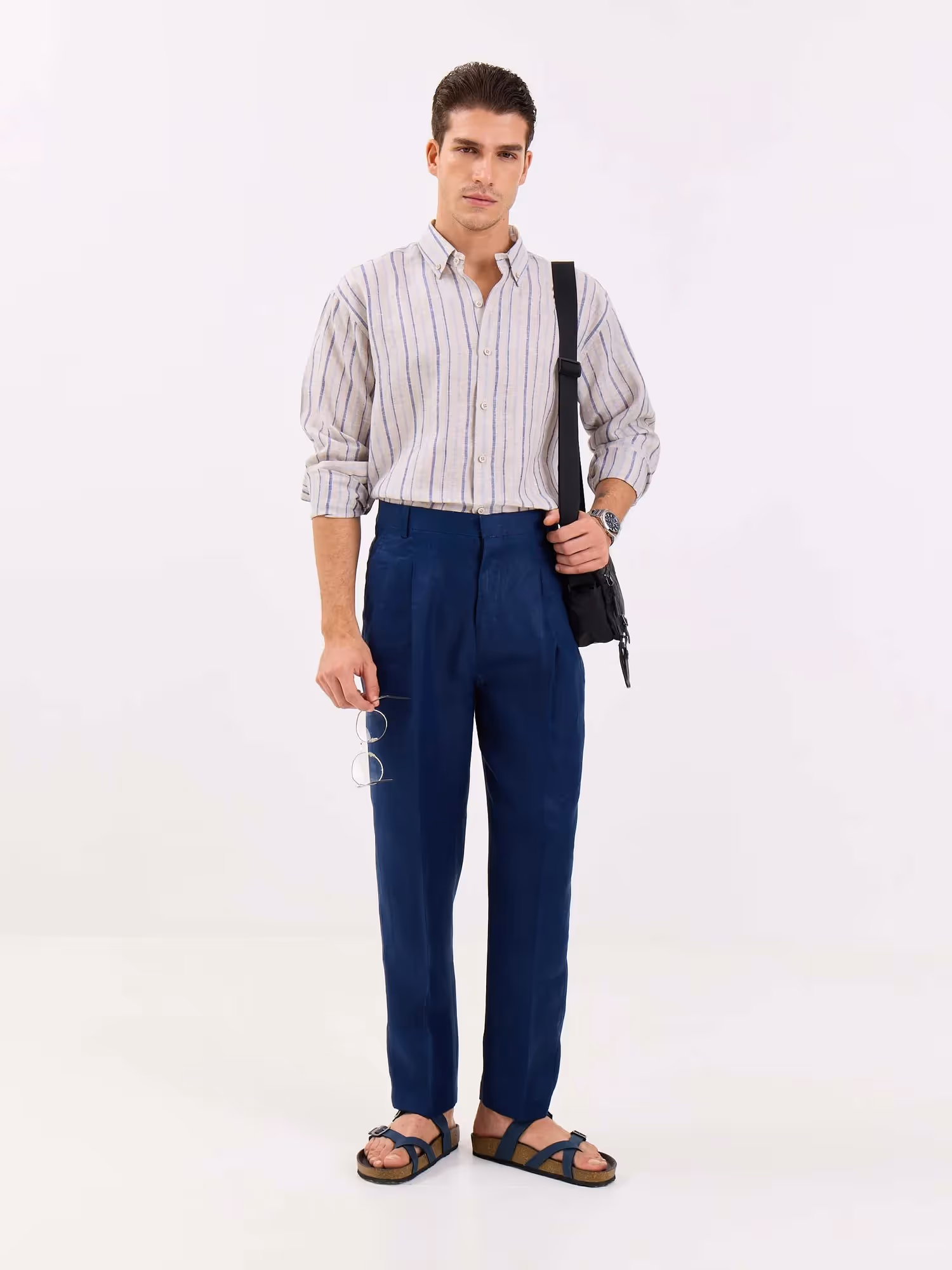 Dark Blue Linen Trousers image 1