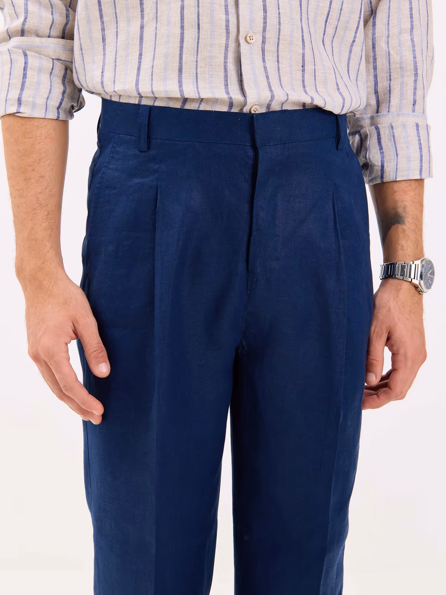 Dark Blue Linen Trousers  image 3
