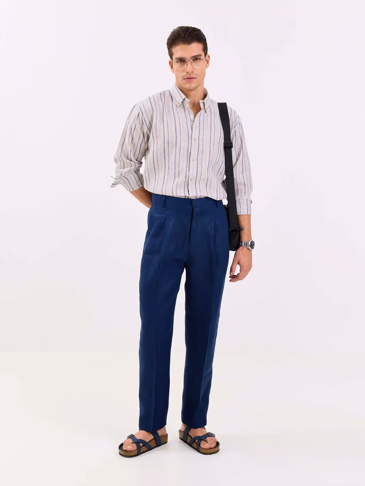 Dark Blue Linen Trousers  image 4