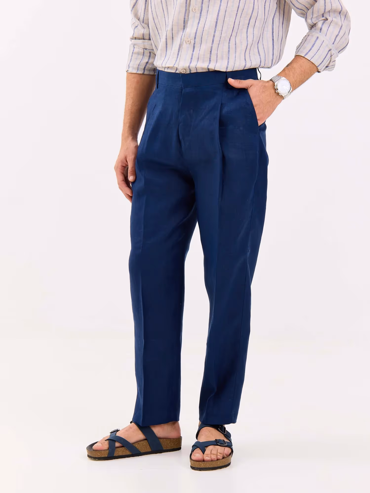 Dark Blue Linen Trousers  image 5