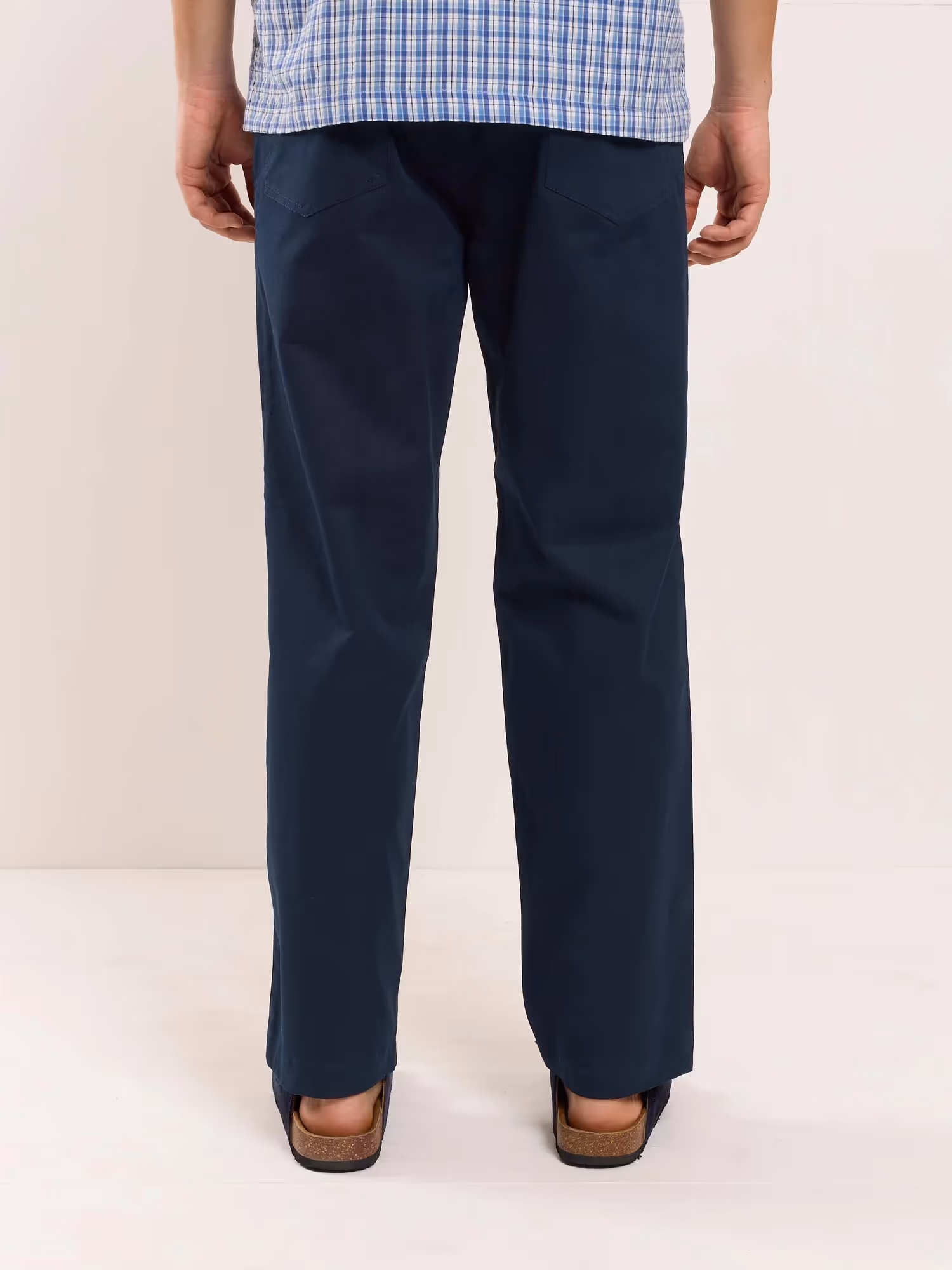 Dark Blue Loose Fit Twill Trousers  image 6