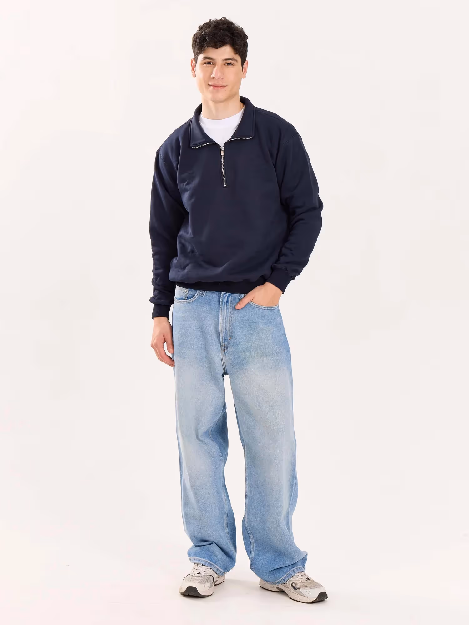 Dark Blue Quarter-Zip Sweatshirt image 1