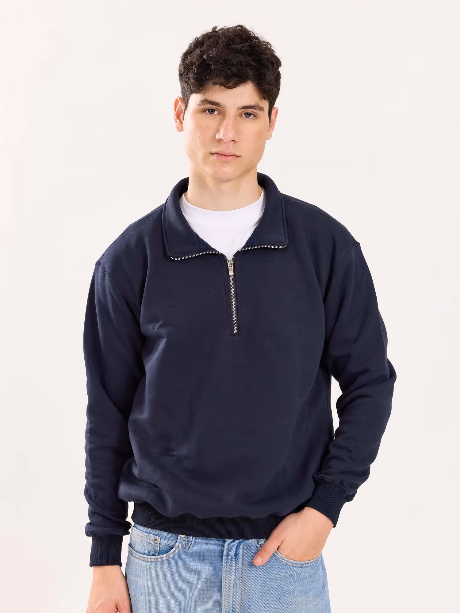 Dark Blue Quarter-Zip Sweatshirt image 3