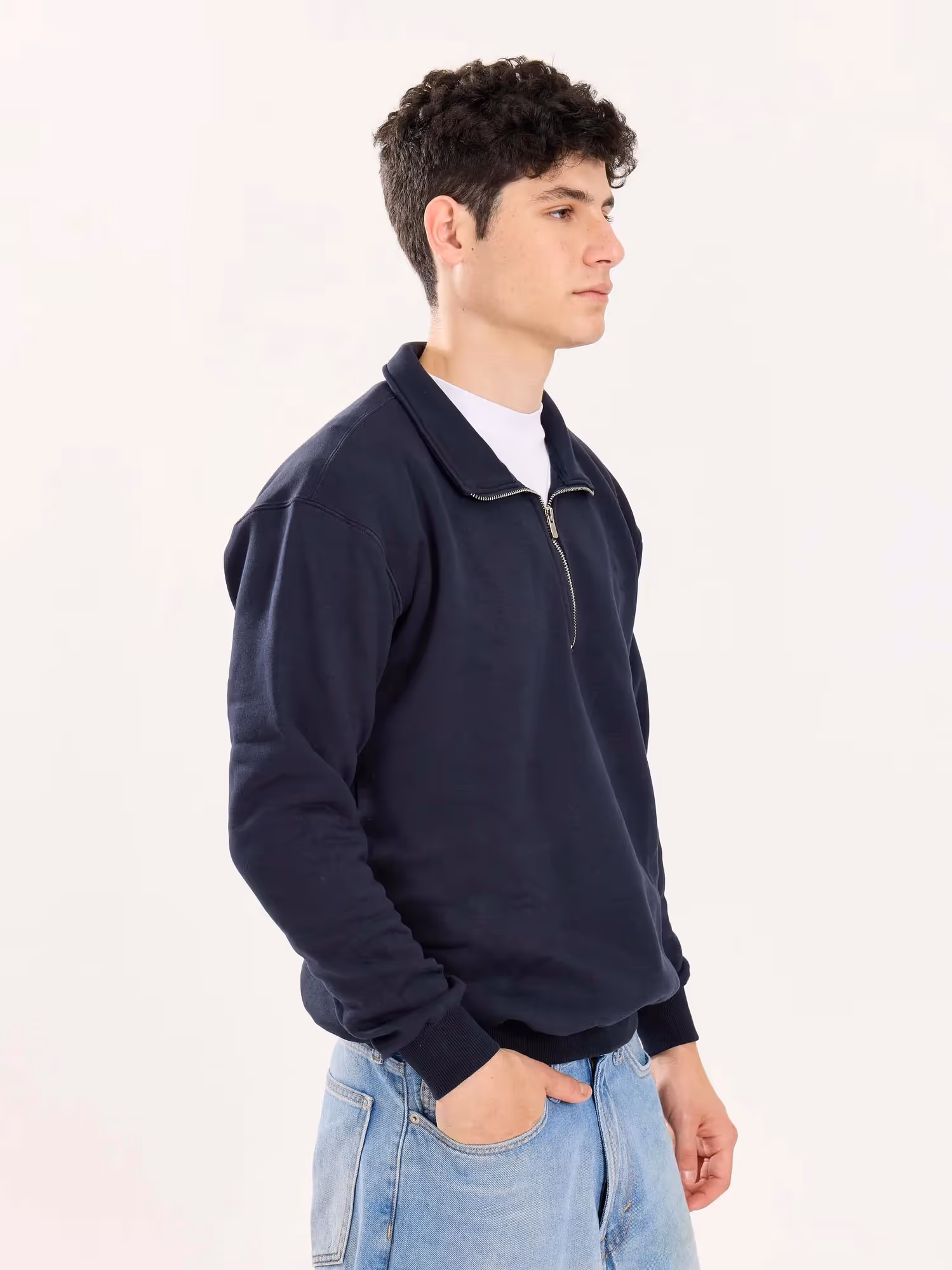 Dark Blue Quarter-Zip Sweatshirt image 5