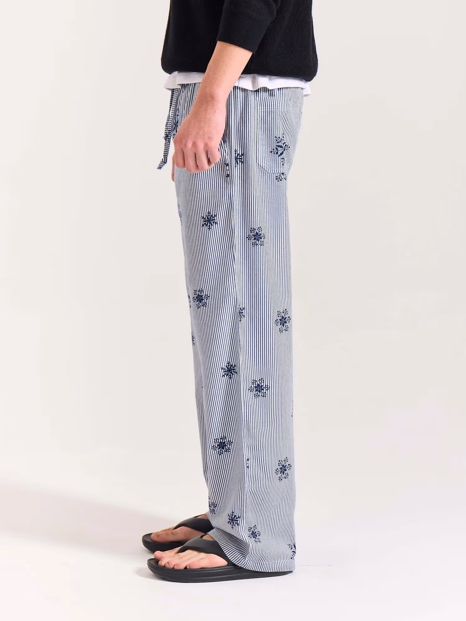 Dark Blue Striped Snowflake Pull-on Pants  image 11