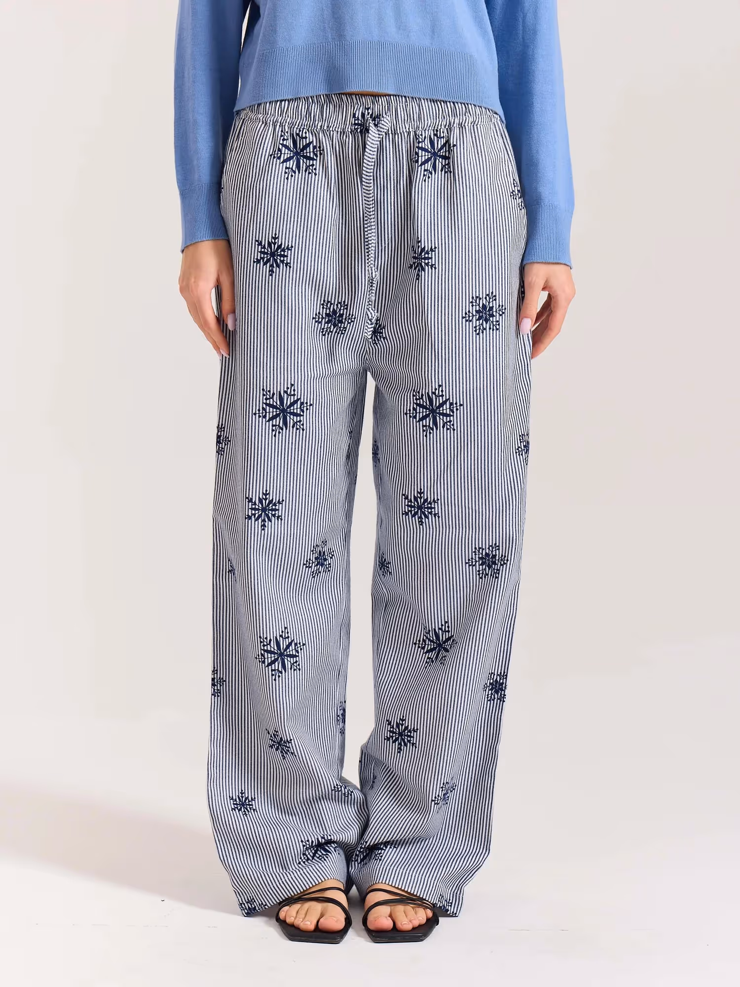 Dark Blue Striped Snowflake Pull-on Pants  image 15