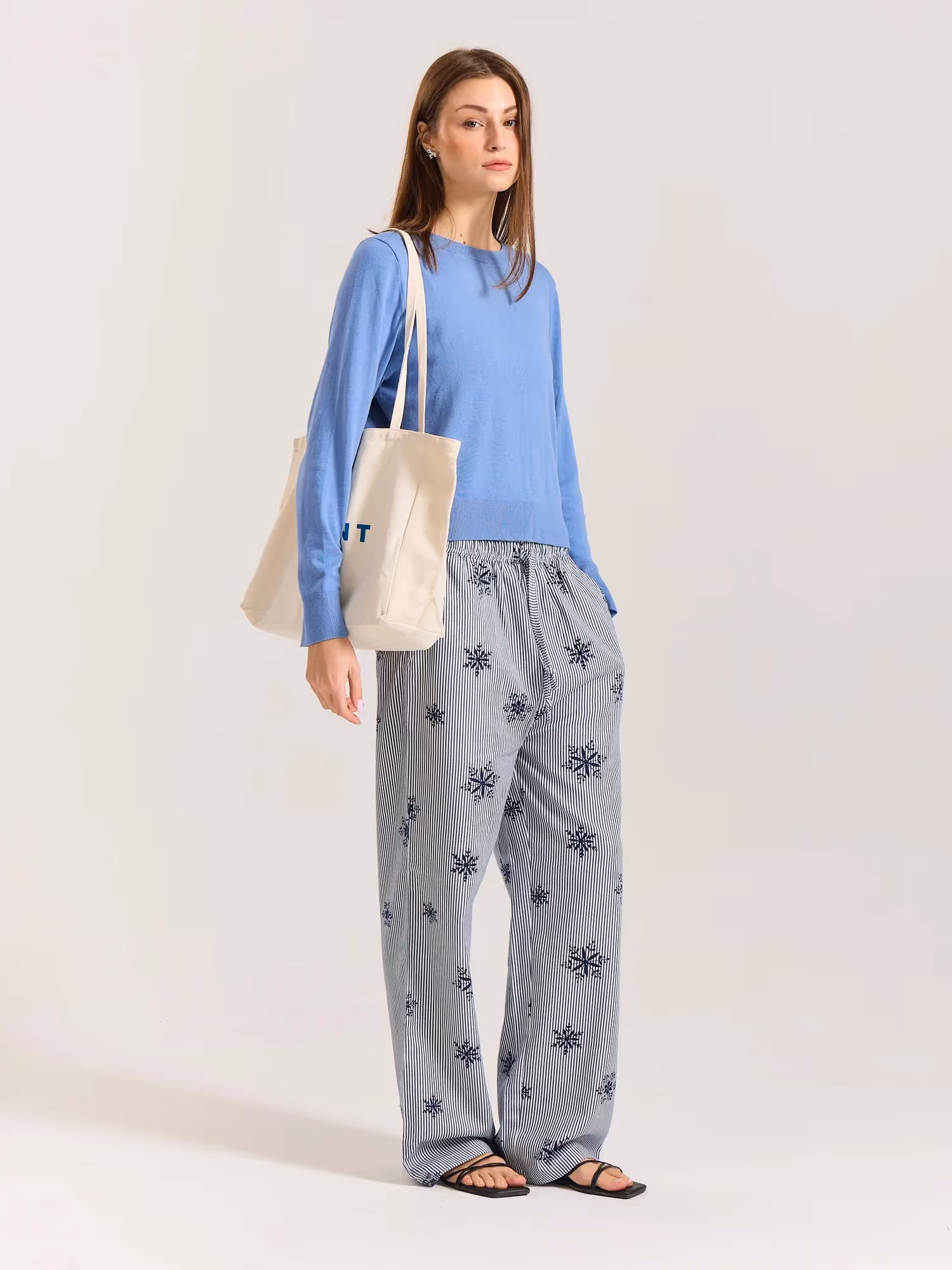 Dark Blue Striped Snowflake Pull-on Pants  image 16