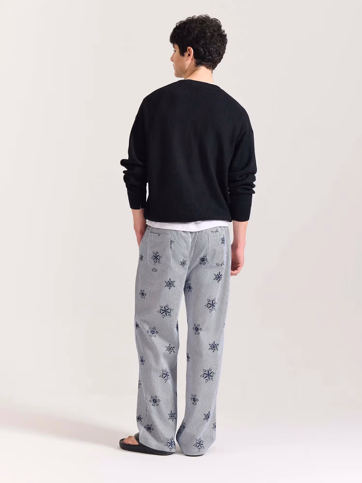 Dark Blue Striped Snowflake Pull-on Pants  image 8