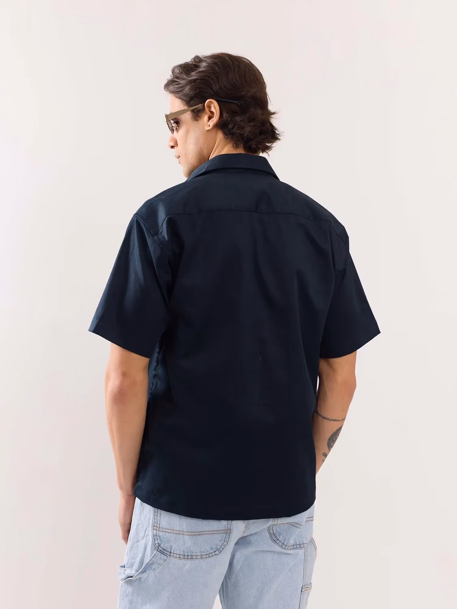 Dark Blue Twill Cropped Shirt image 6