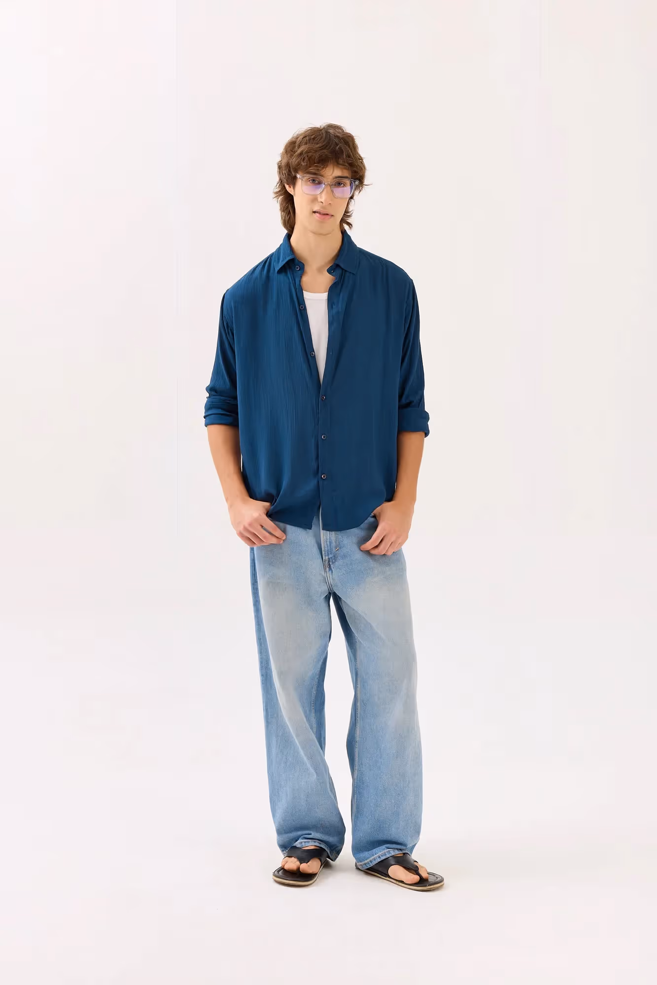 Dark Blue Wrinkled Shirt image 1
