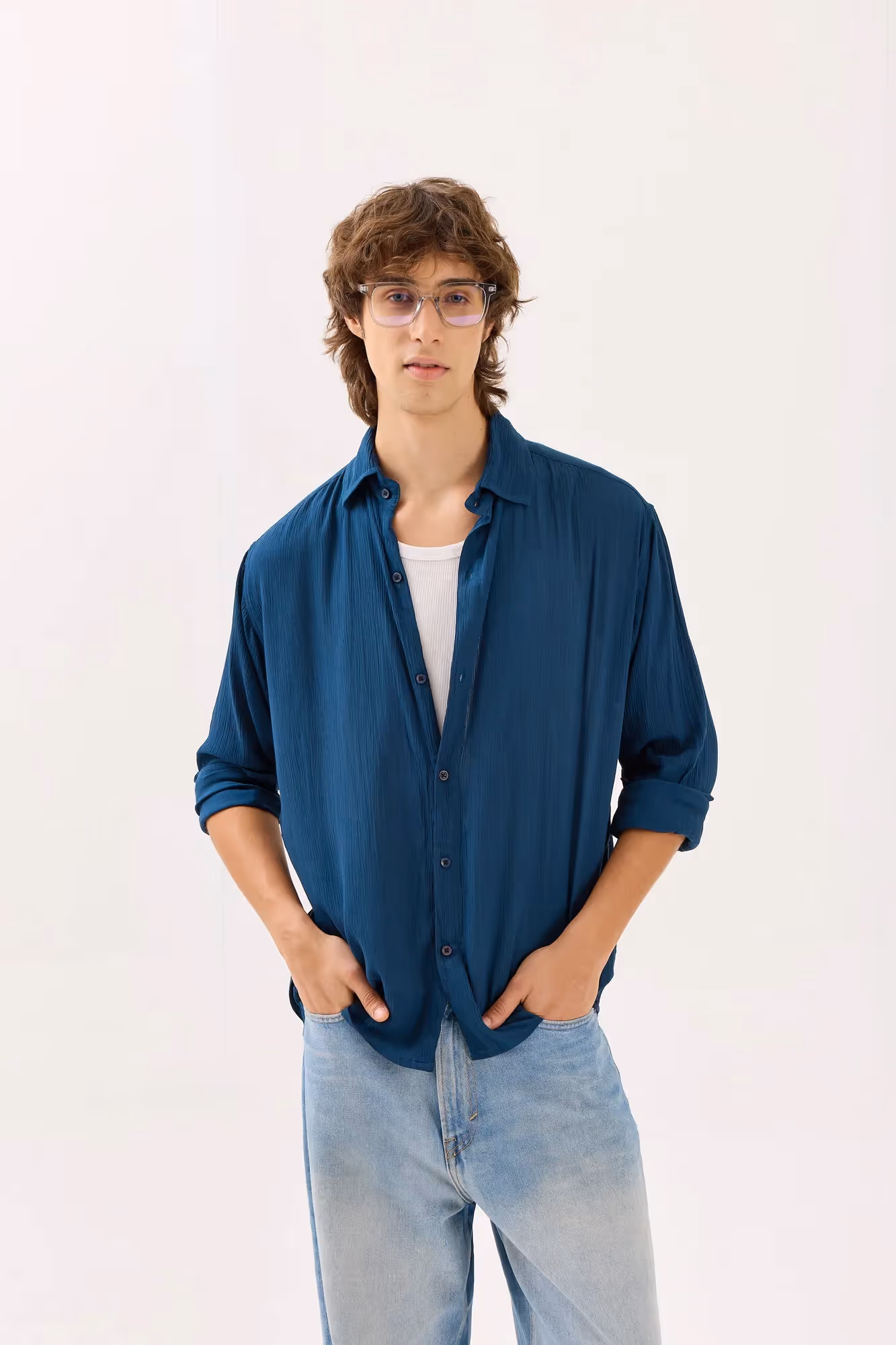 Dark Blue Wrinkled Shirt image 2