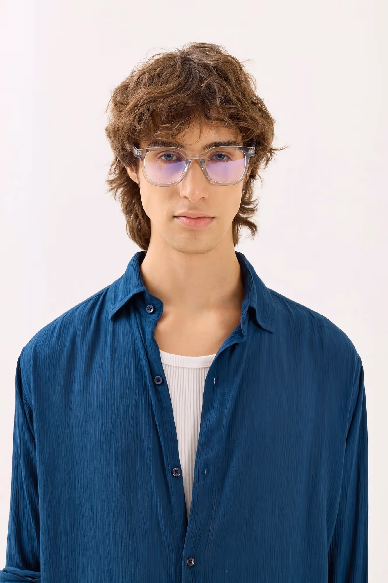 Dark Blue Wrinkled Shirt image 3