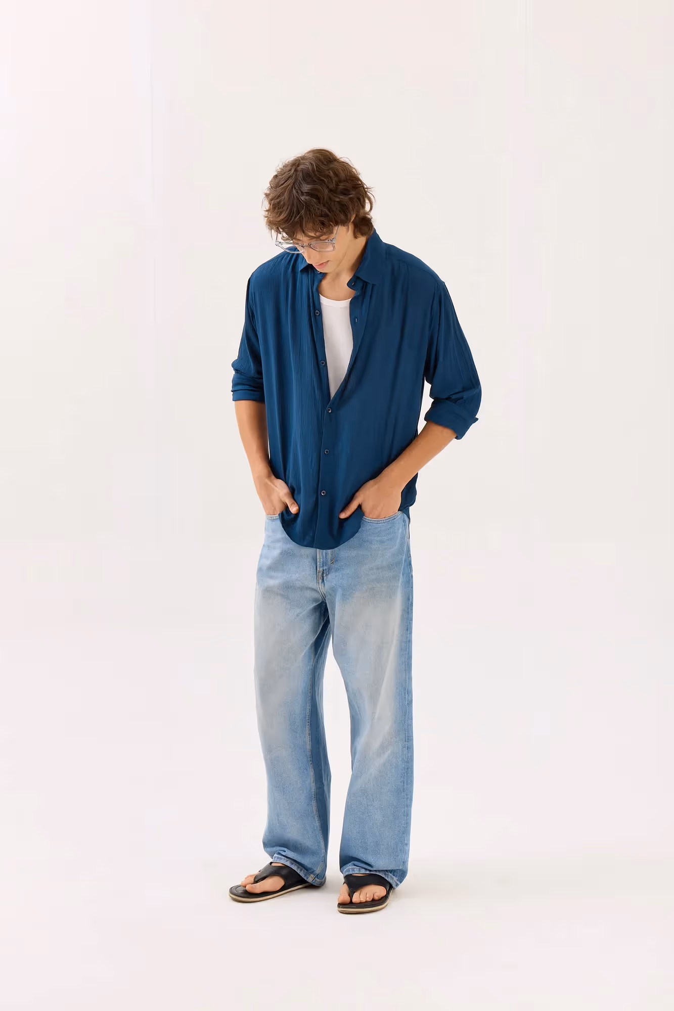 Dark Blue Wrinkled Shirt image 4